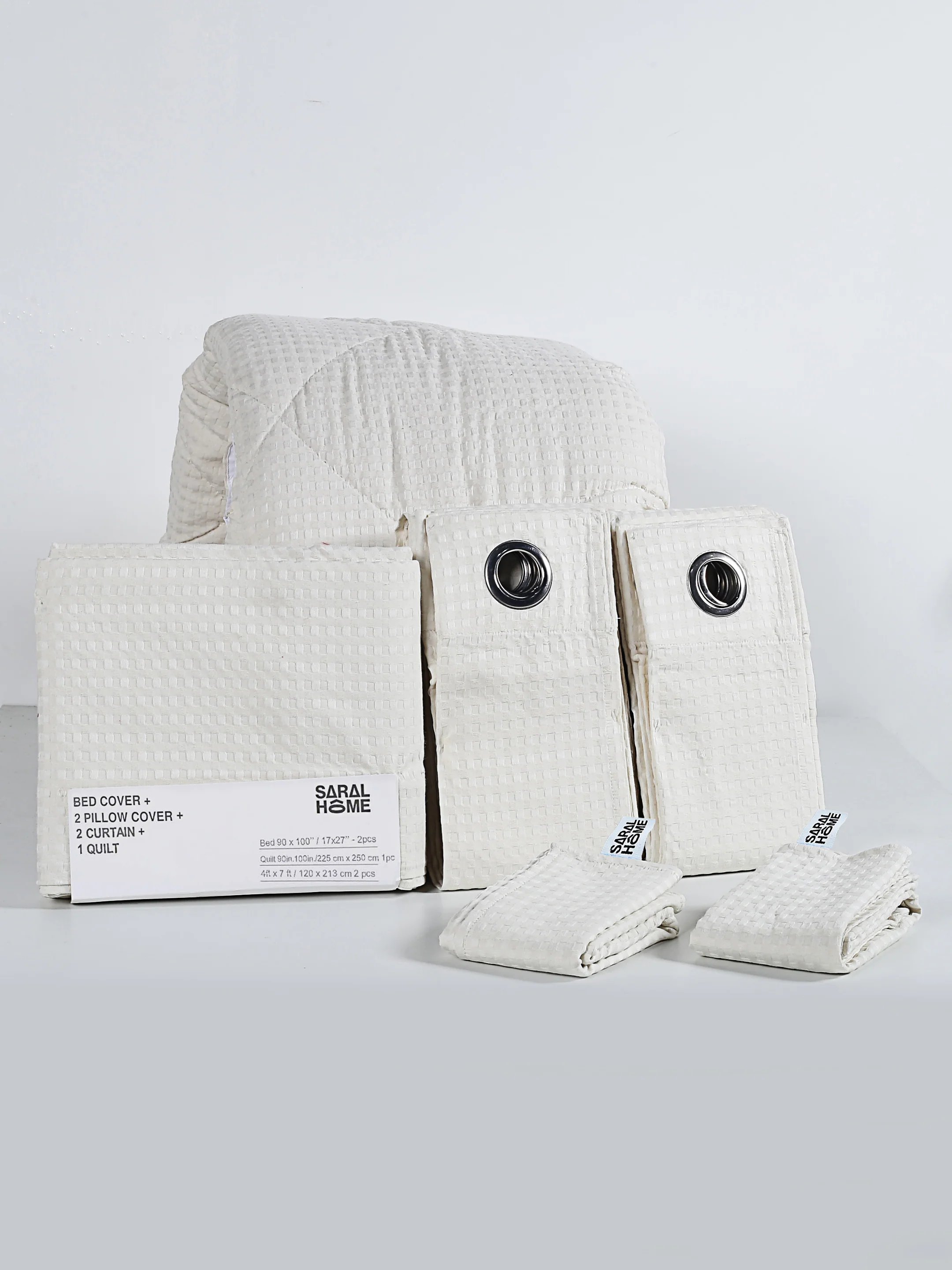 Saral Home 6 Pc Cotton Bedding Combo – Bedsheet, Pillow Covers, Quilt & Curtains - Image 2