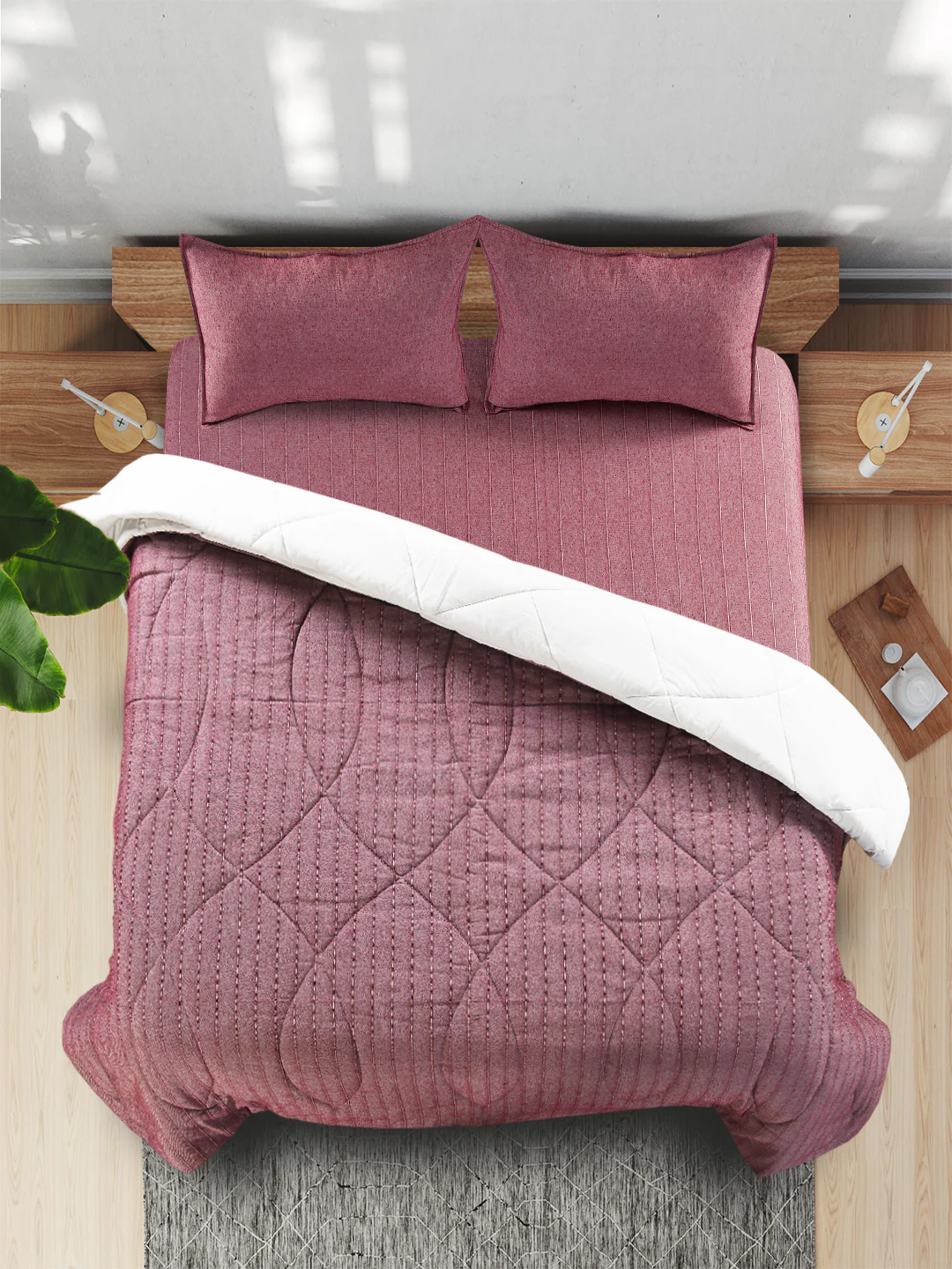 Bedding Combo Set | Includes 1 Bedsheet, 2 Pillow Covers & 1 Quilt/ Comfortor