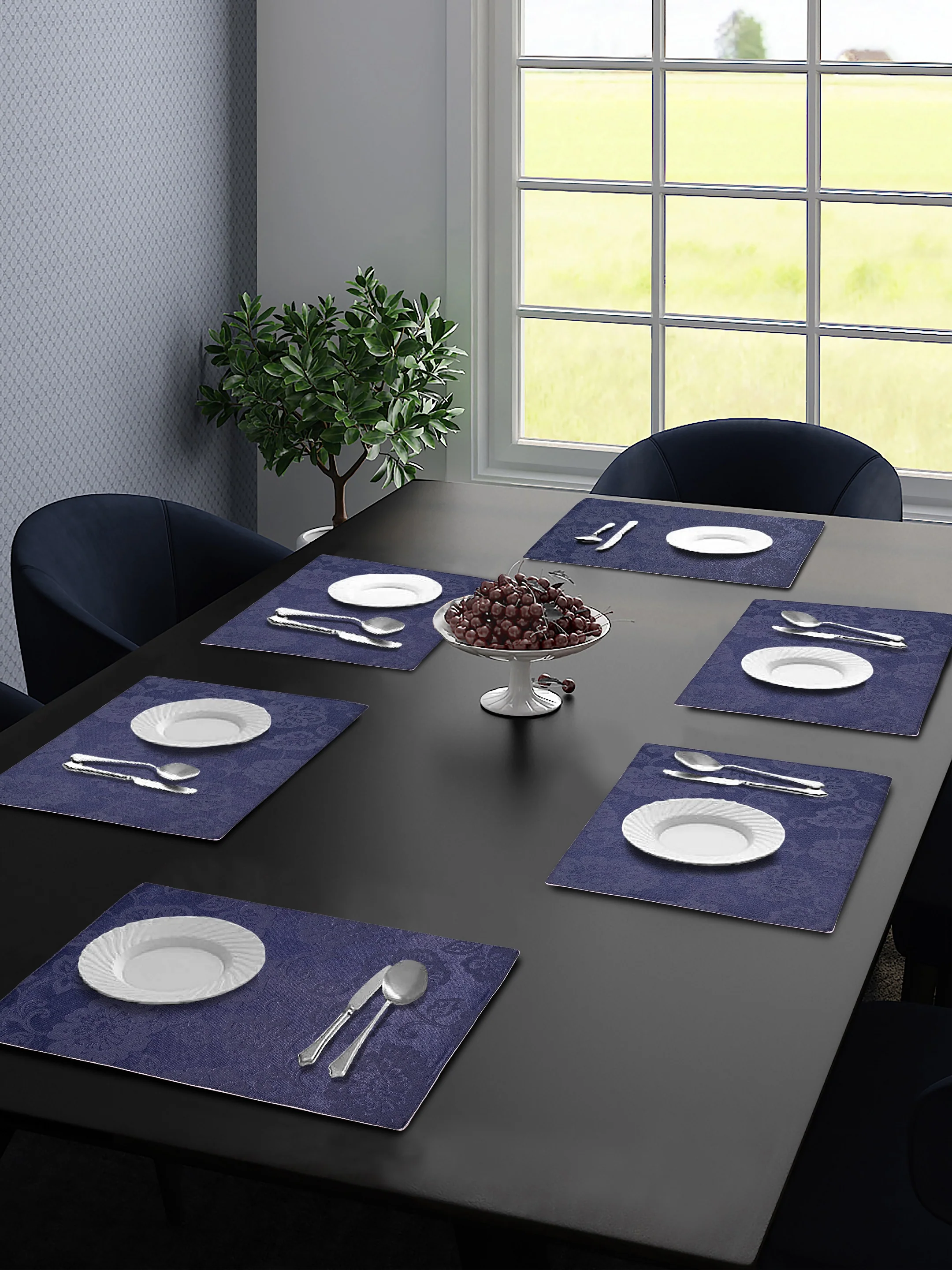 Saral Home Cotton Placemats Set of 6 Blue Color