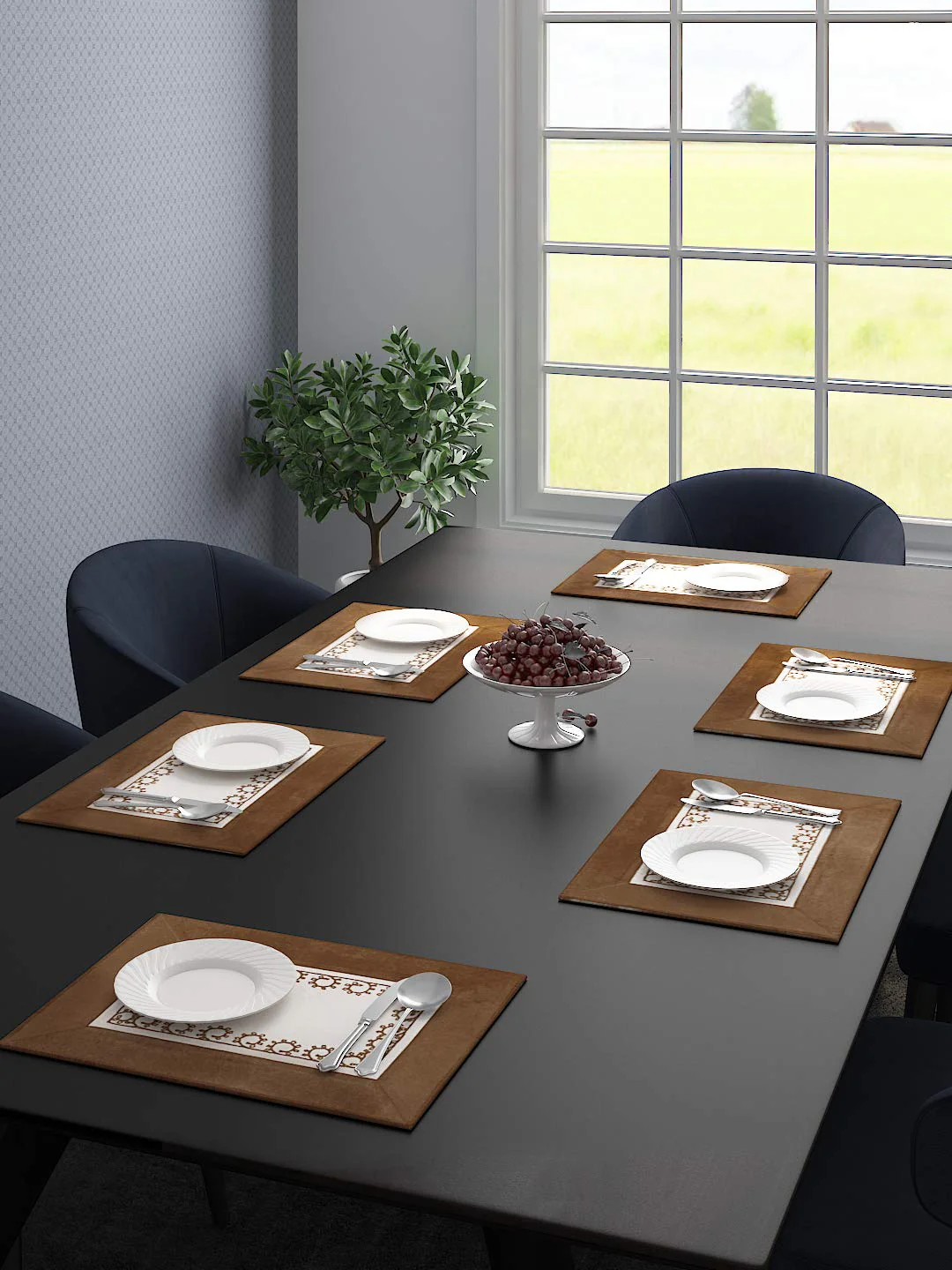 Cotton Velvet Place Mat Set | Set of 6 (34x45 cm) | Elegant Dining Décor | B1G1 Offer - Image 6