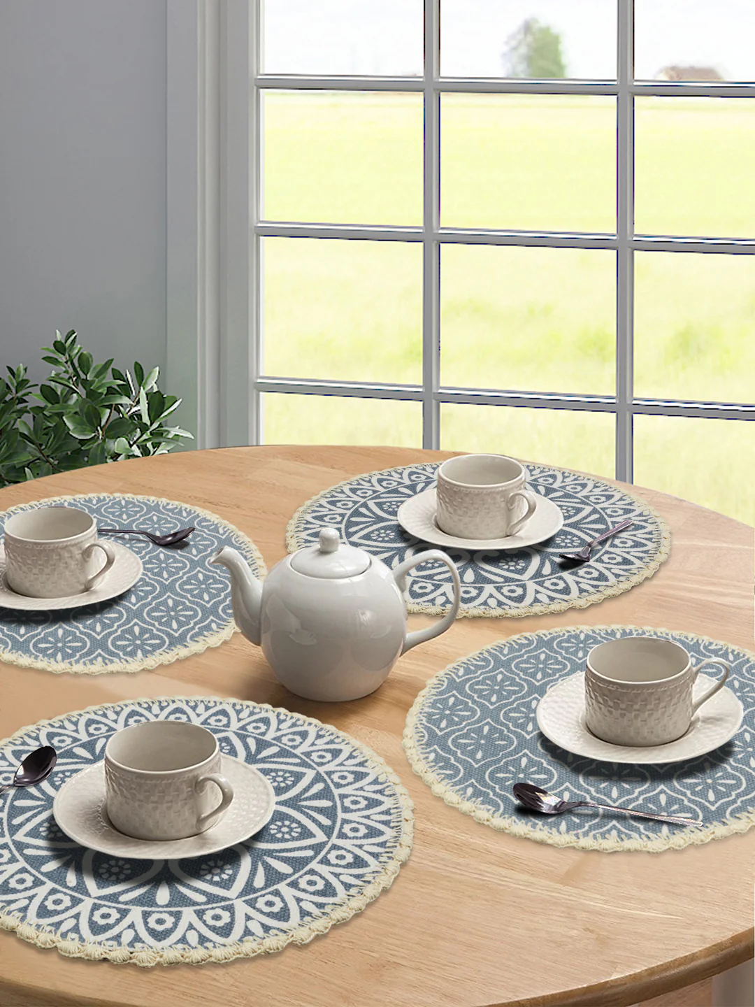 Crochet Round Table Mat with Fringe Edges | Handmade Anti-Skid Decorative Piece - Image 12