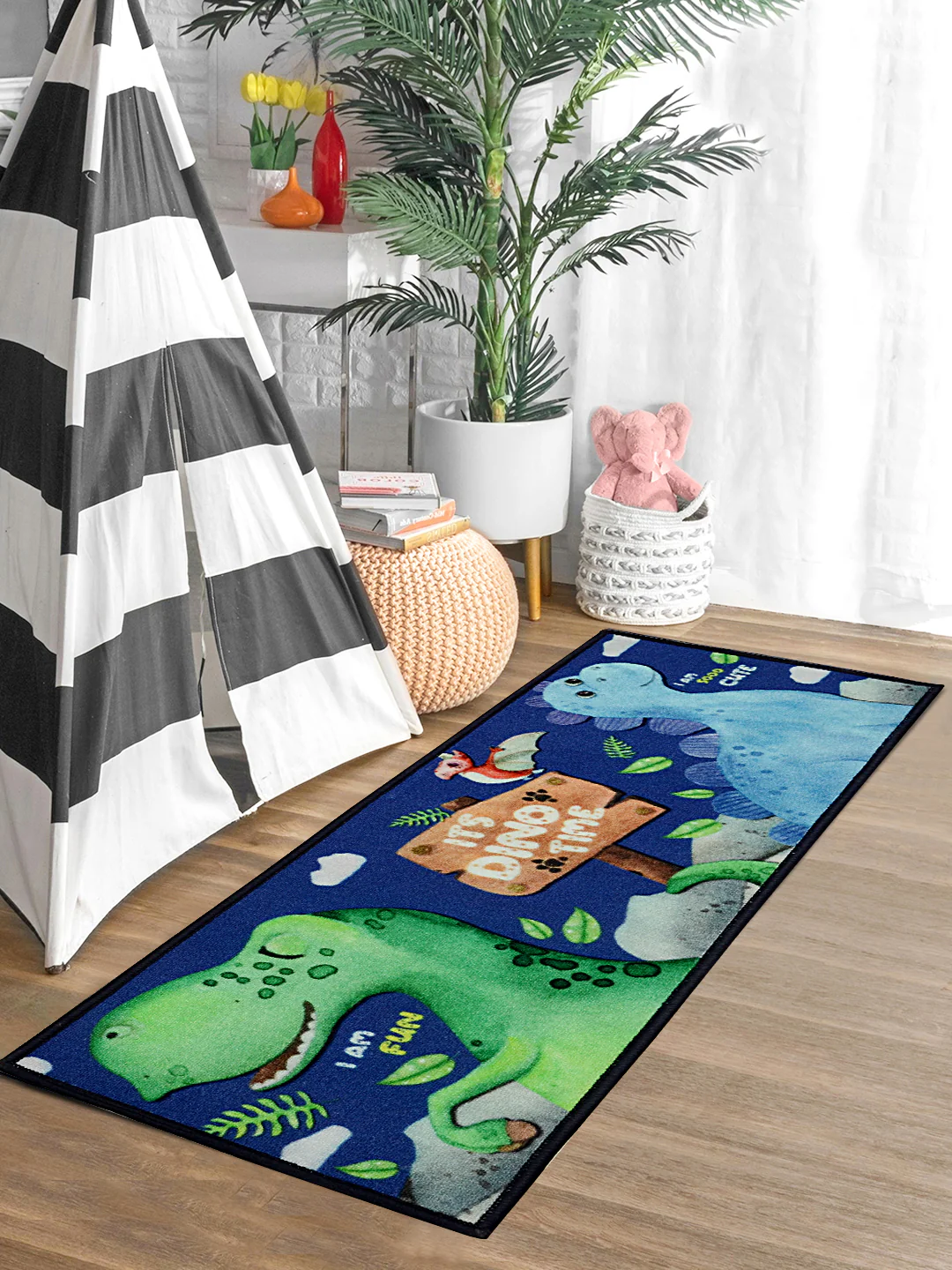 Dinosaur Anti-Skid PP Runner – Navy 45x120 cm | Kid-Friendly & Durable Texture