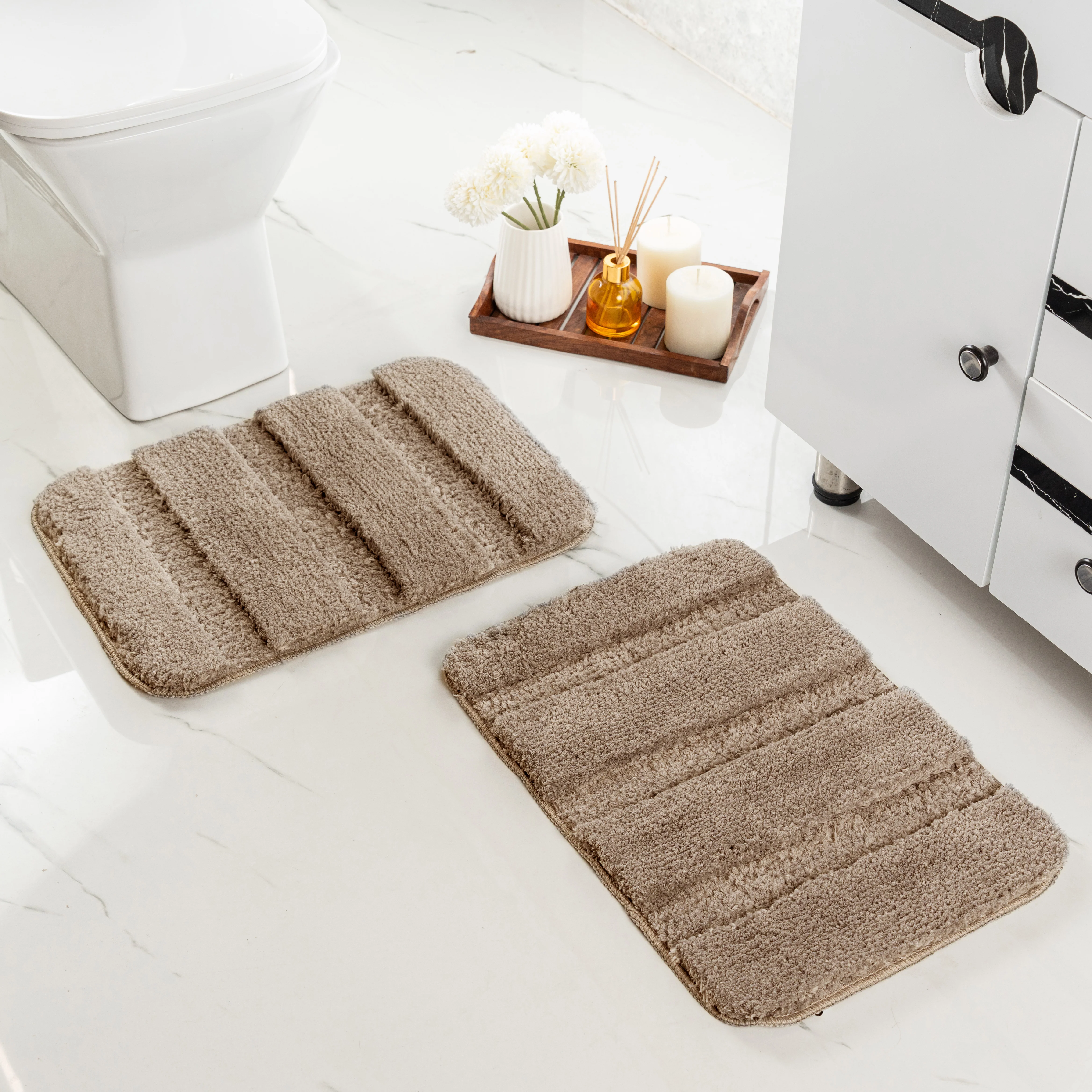 GIA Stripe Soft Microfiber Non Slip Thick Fluffy Soft Bath Mats |Water Absorbing Mat | Washable Quick Drying Foot mat | Home, Bathroom, Bedroom, Kitchen | Floor Mat - Image 42