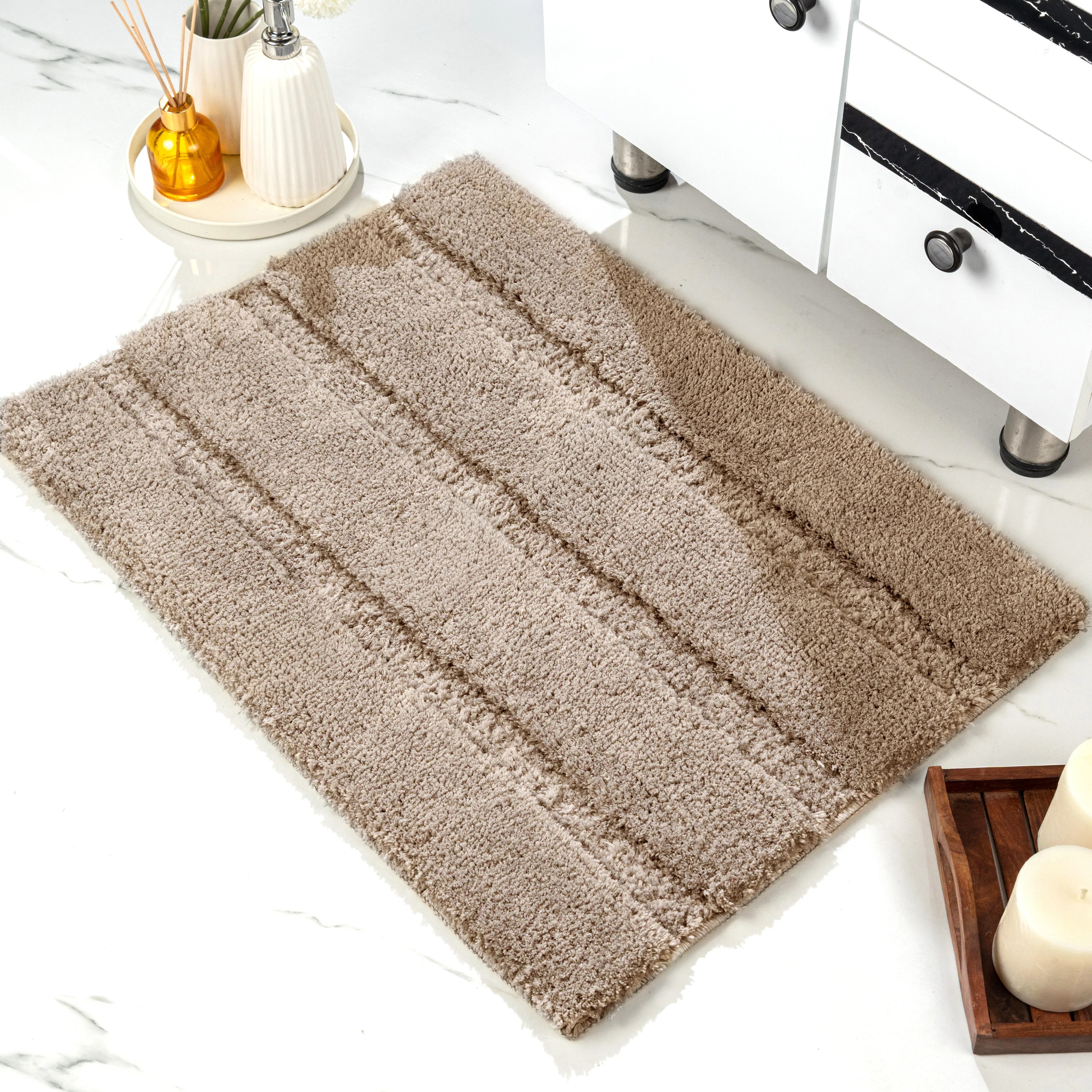 GIA Stripe Soft Microfiber Non Slip Thick Fluffy Soft Bath Mats |Water Absorbing Mat | Washable Quick Drying Foot mat | Home, Bathroom, Bedroom, Kitchen | Floor Mat - Image 45