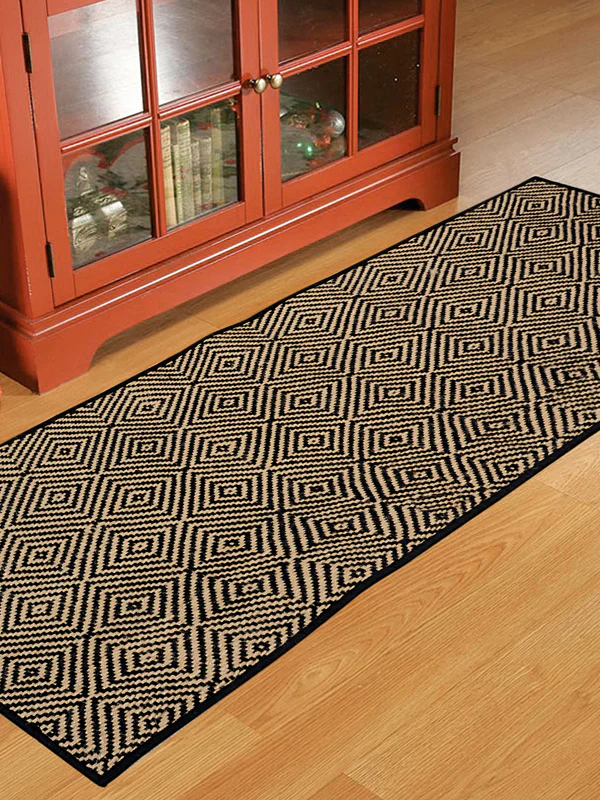 Modern Diamond Jute & Cotton Anti-Skid Runner