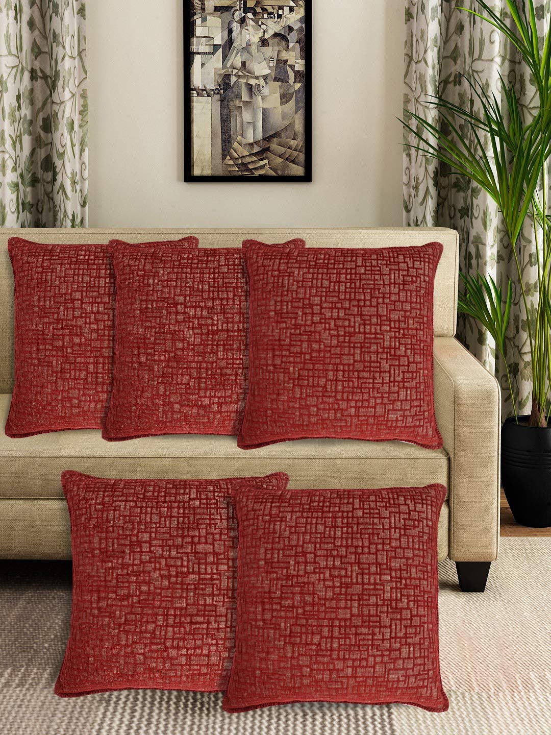 Tic Tac Cushion Cover – Set of 2 | Modern Geometric Textured Pattern - Image 3