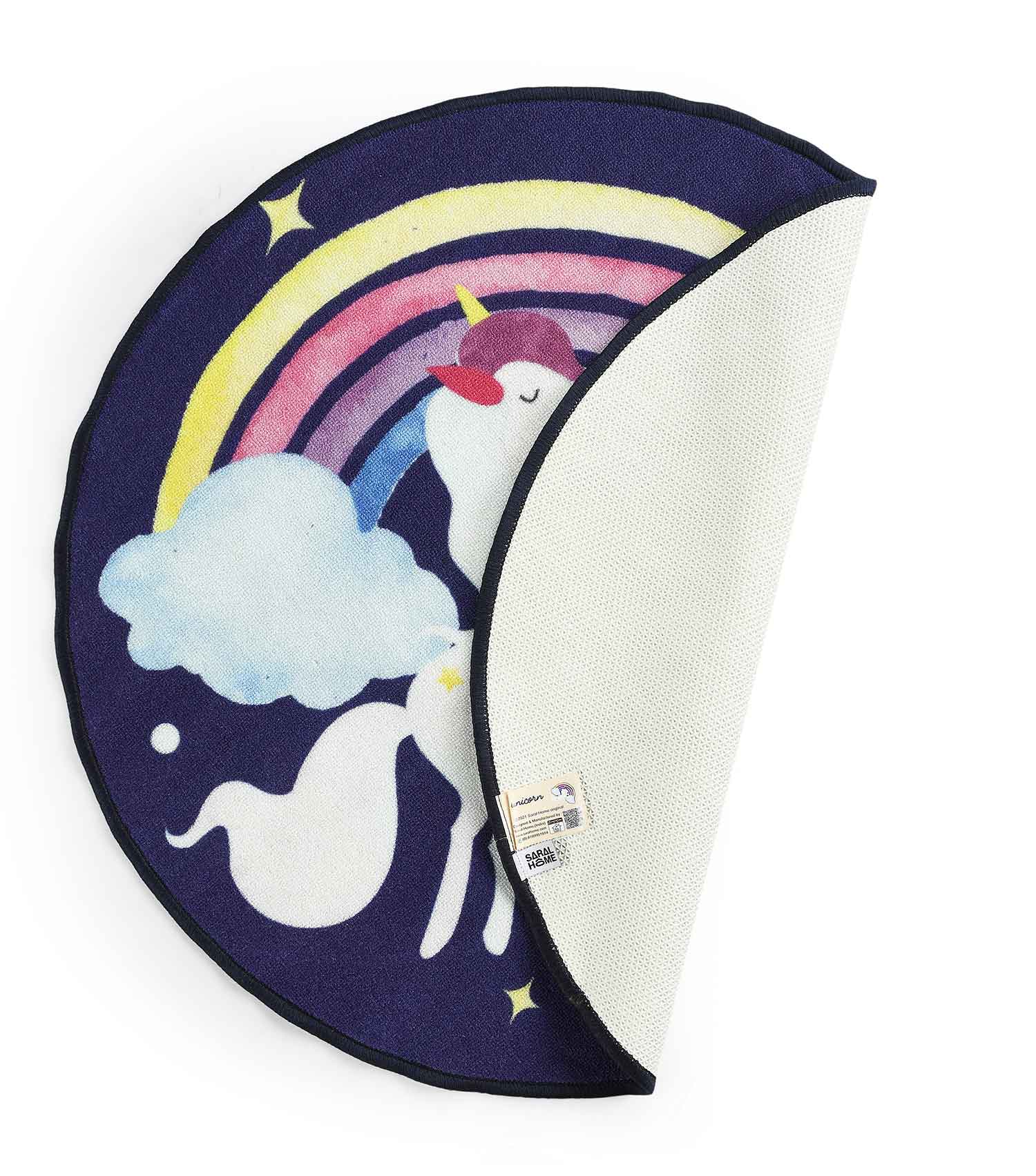 Unicorn Anti-Skid Round Mat – Navy | Non-Slip Comfort Mat for Play or Yoga - Image 5
