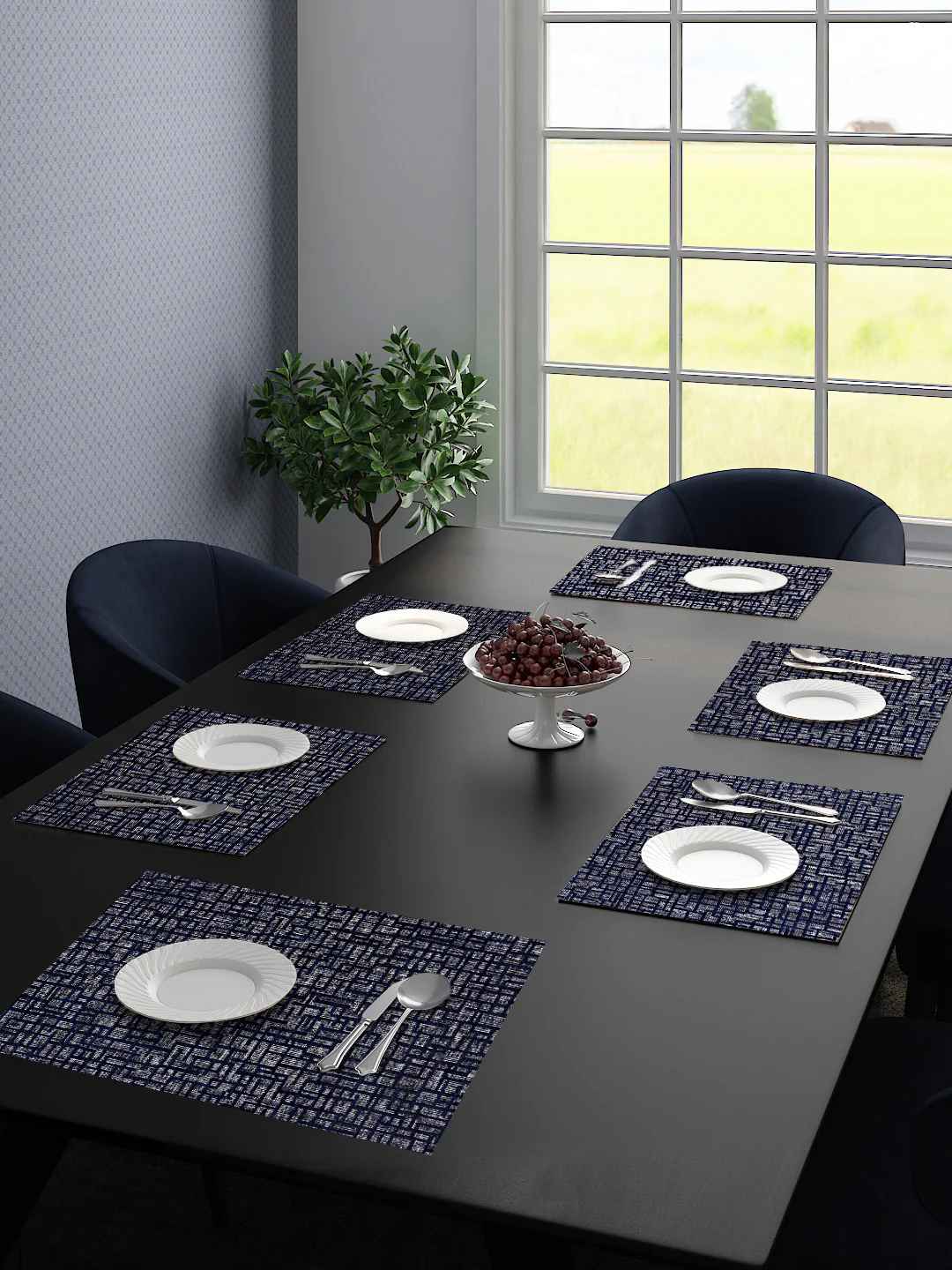 Unique Quality Viscose Dining Placemats – Set of 6 (Blue, 34x45 cm) | Elegant Shine & Easy Clean - Image 10