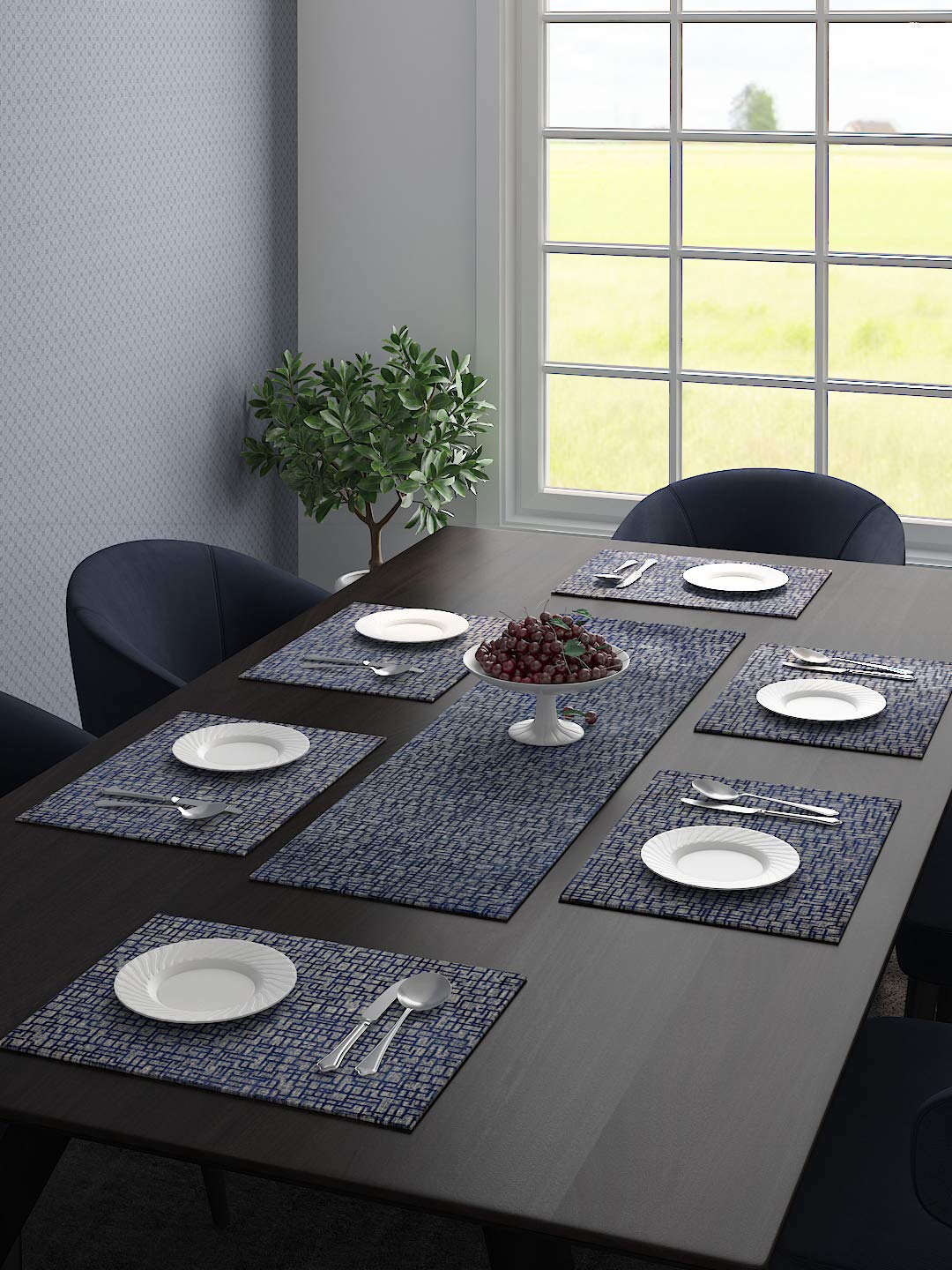 Unique Quality Viscose Dining Placemats – Set of 6 (Blue, 34x45 cm) | Elegant Shine & Easy Clean - Image 20