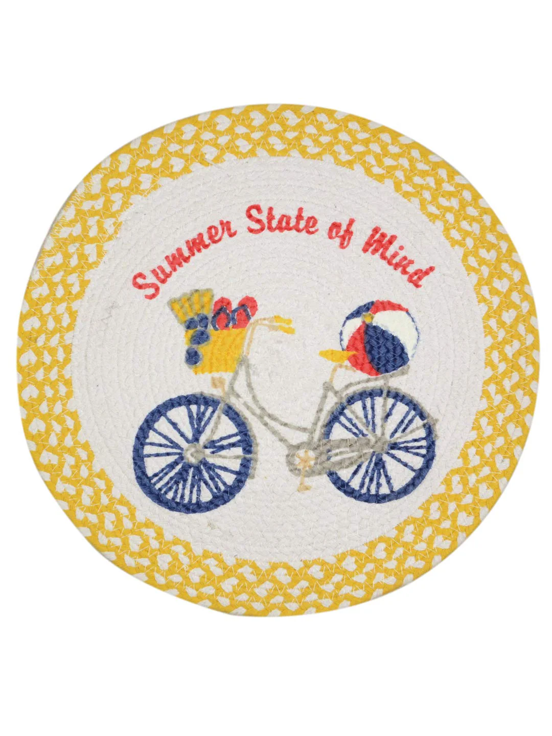 Yellow Cotton Printed Table Mat - Pack of 2 pc, 38x38 Cms - Image 2