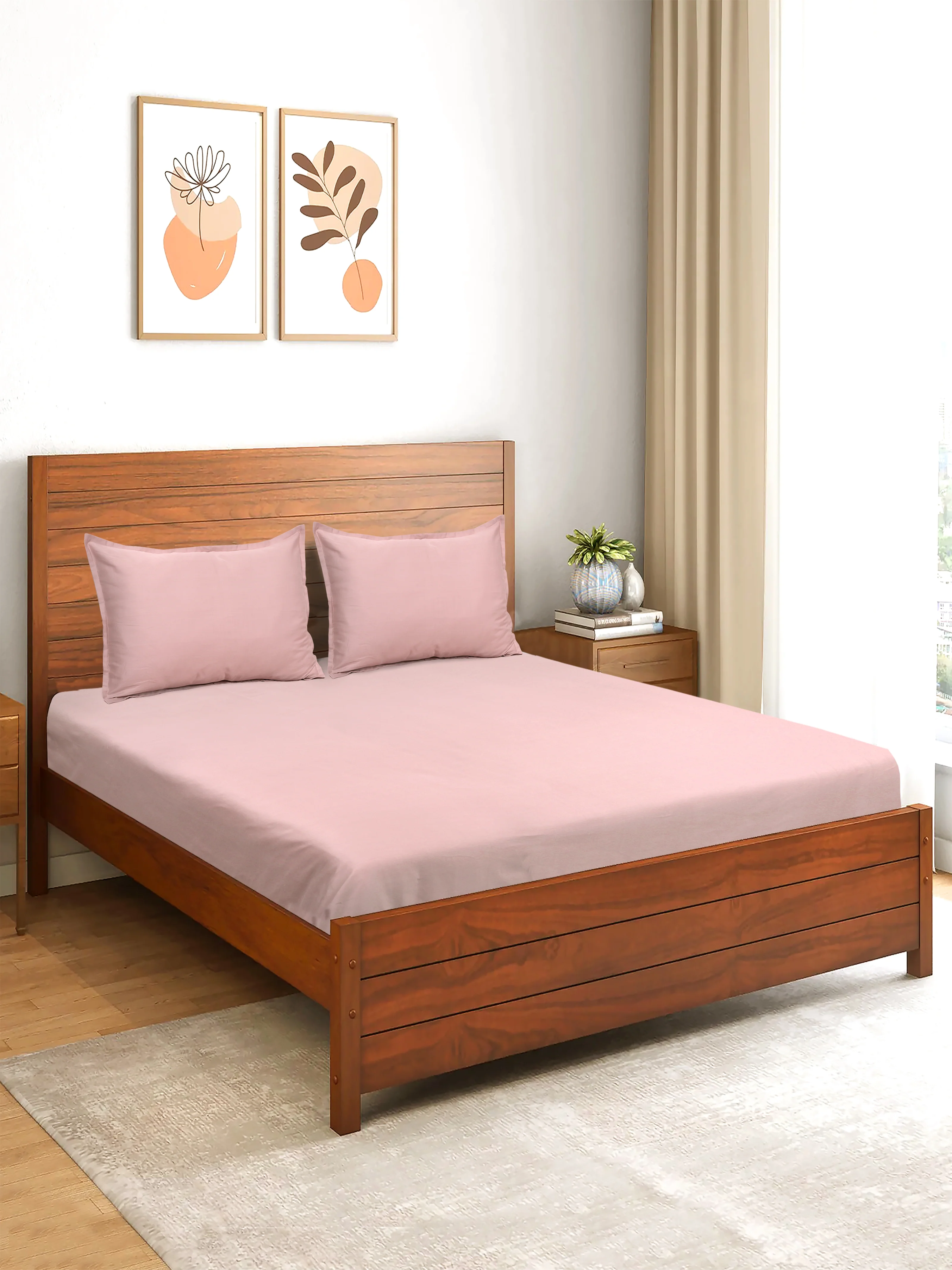 Sheen Shine Cotton Bed Sheet Set | Soft & Elegant Finish | 2 Pillow Covers