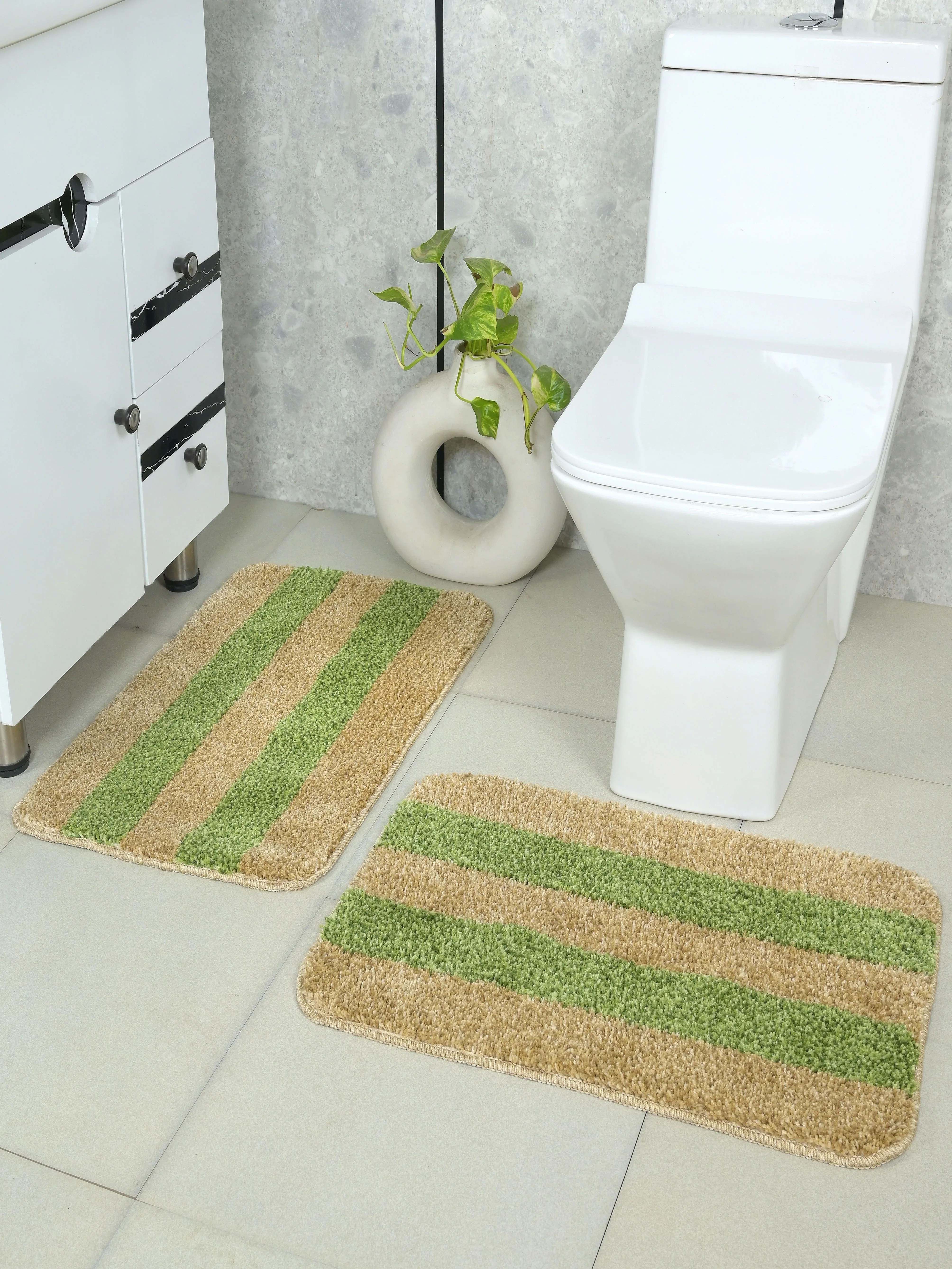 Shimo Soft Anti-Slip Bathmat Set (2 Pc) | Matching Set for Modern Bathrooms