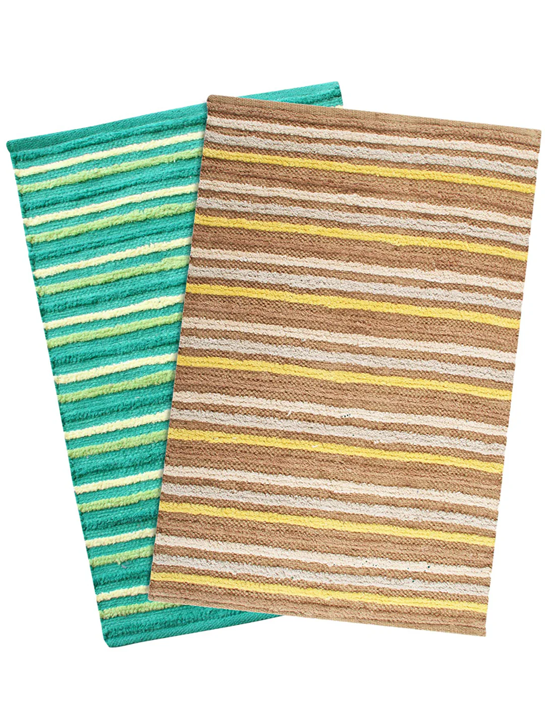 Soft Cotton Handloom Rugs – 50x70 cm (Pack of 2, Multi) | Handcrafted Textured Weave - Image 3