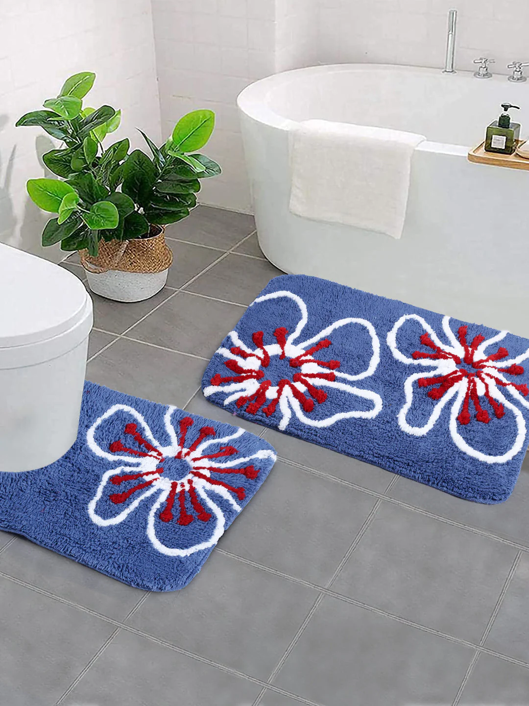 MAGNOLIA Soft Cotton Bathmat Set | Pack of 2, Anti-Skid
