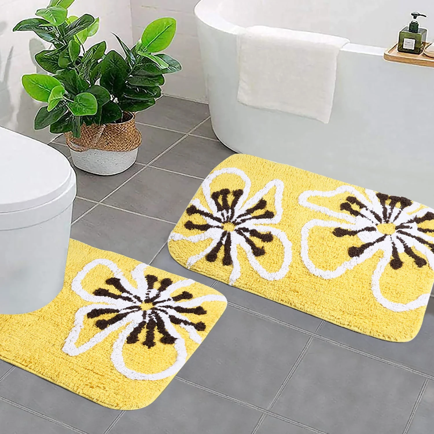 MAGNOLIA Soft Cotton Bathmat Set | Pack of 2, Anti-Skid - Image 14