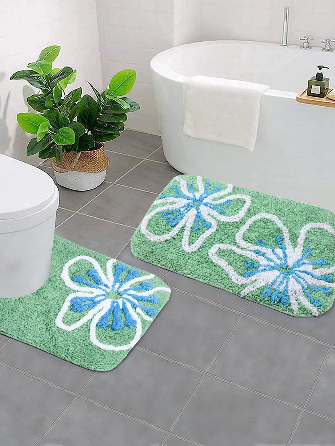 MAGNOLIA Soft Cotton Bathmat Set | Pack of 2, Anti-Skid - Image 9