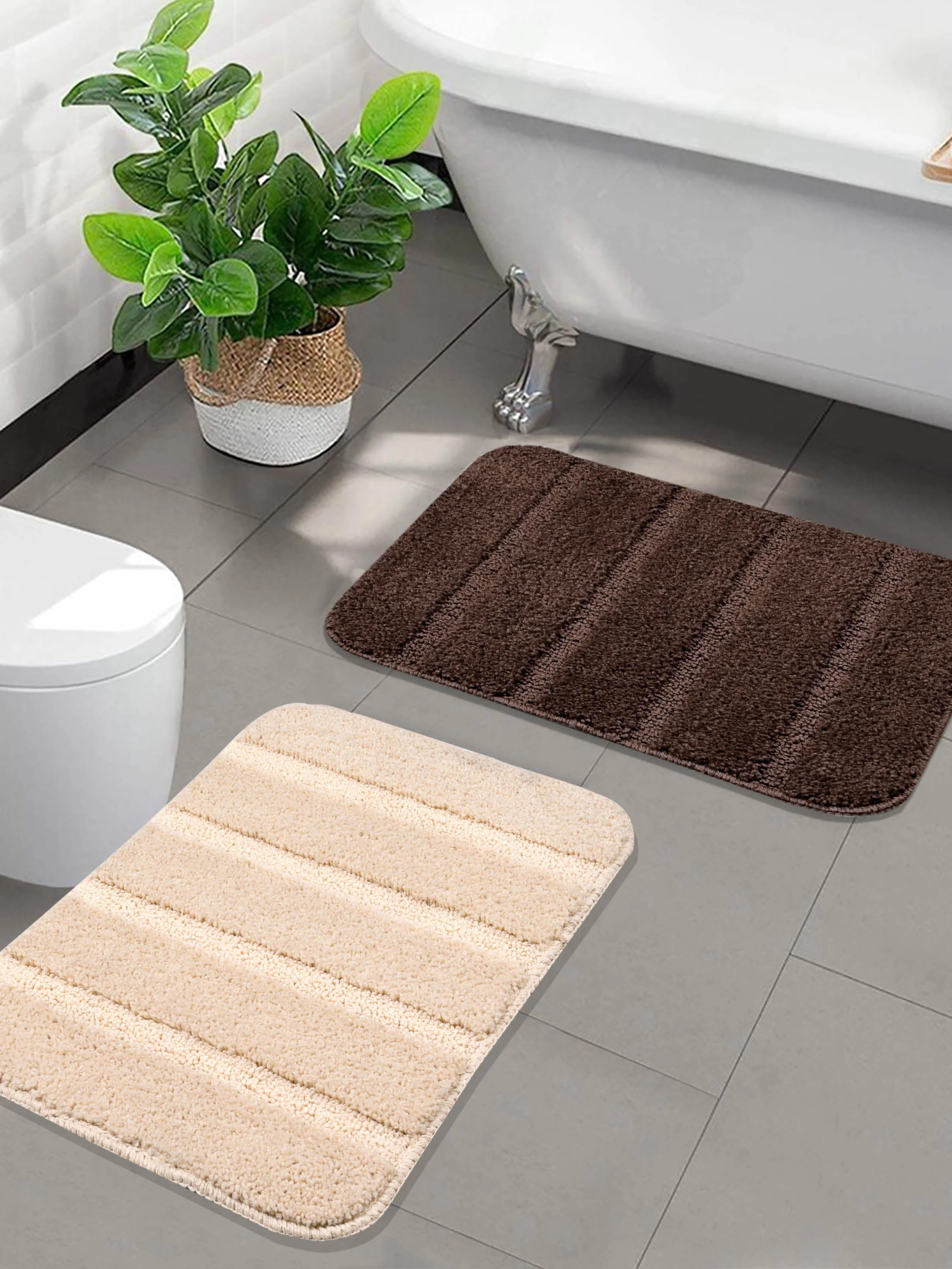 High Low Loop Microfiber Bathmat Set | Anti-Slip & Soft - Image 34