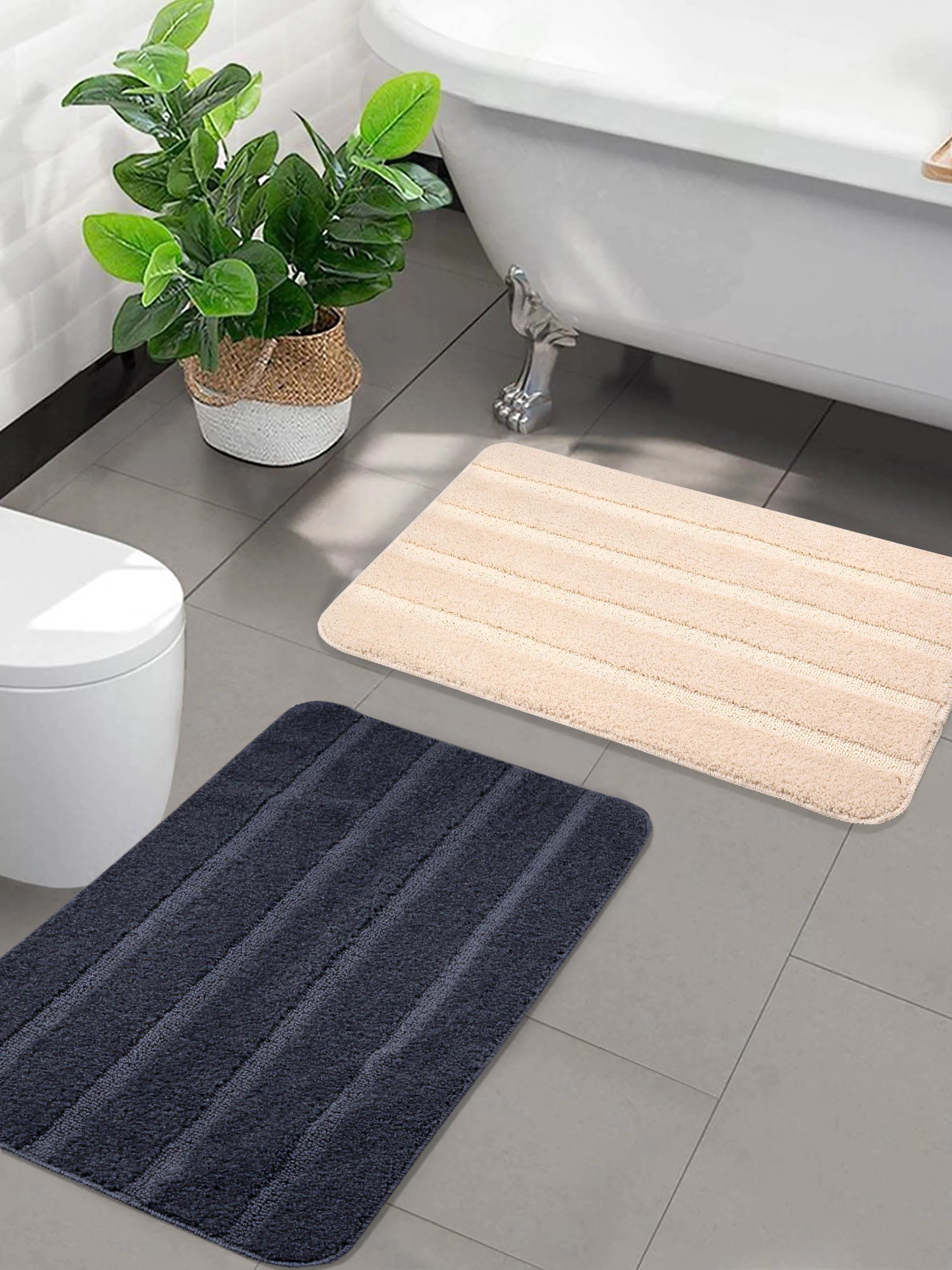 High Low Loop Microfiber Bathmat Set | Anti-Slip & Soft - Image 40