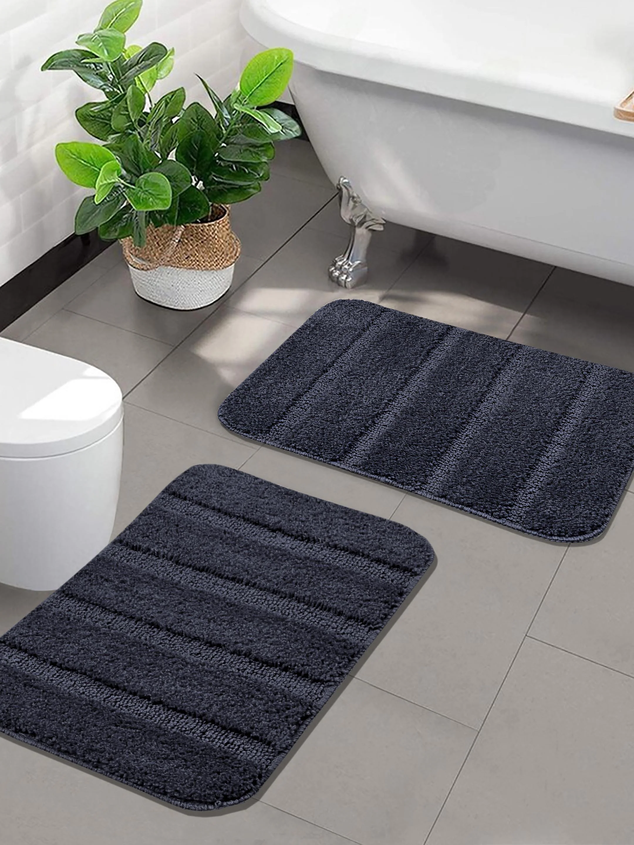 High Low Loop Microfiber Bathmat Set | Anti-Slip & Soft - Image 53