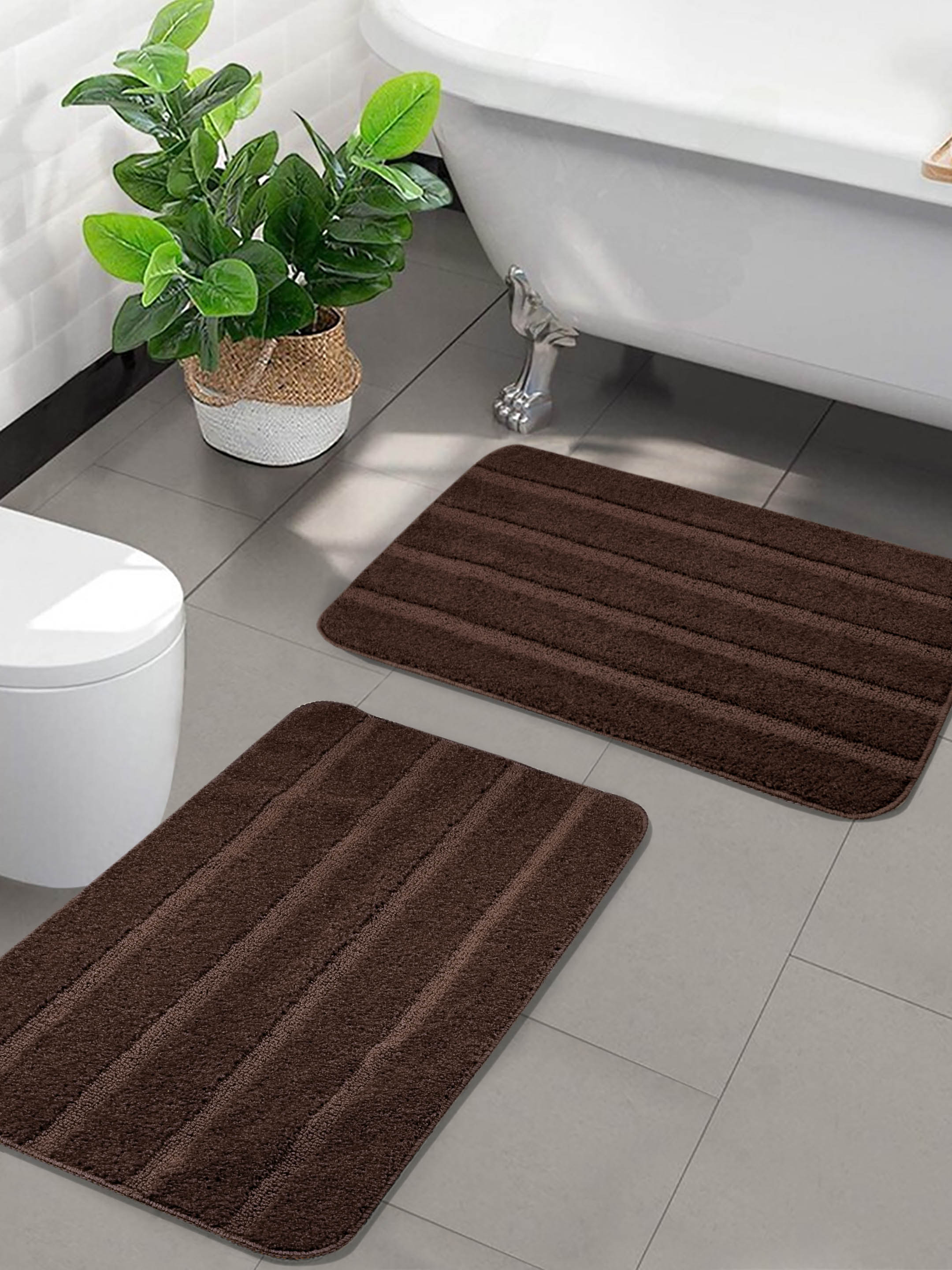 High Low Loop Microfiber Bathmat Set | Anti-Slip & Soft - Image 58