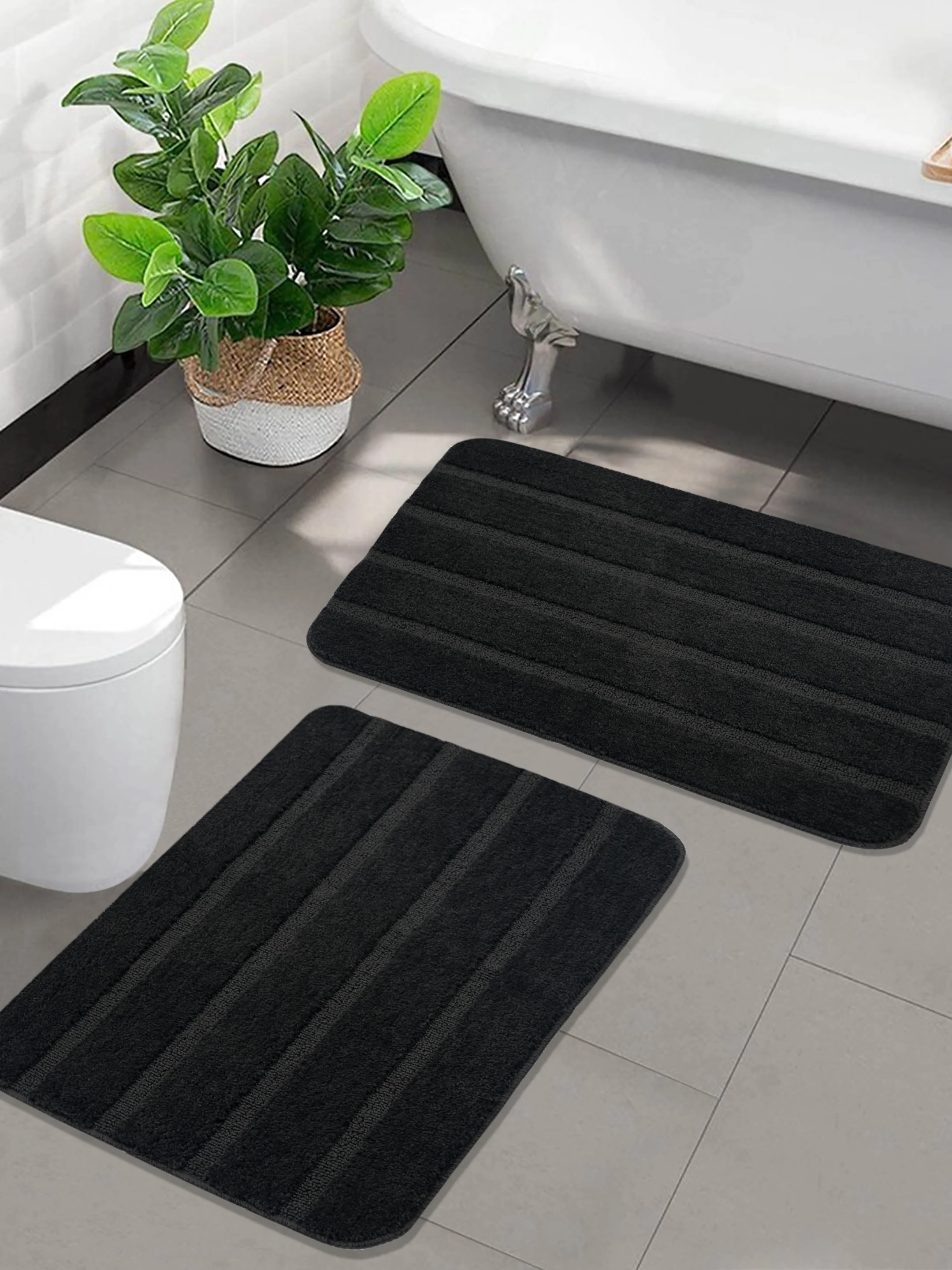 High Low Loop Microfiber Bathmat Set | Anti-Slip & Soft - Image 9