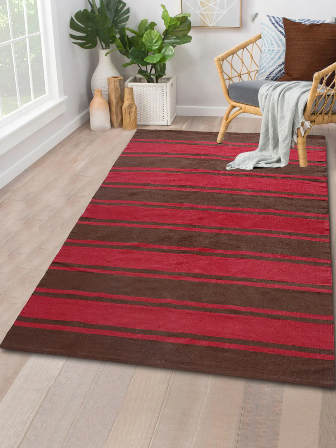Cotton Hand Woven Stripe Rug | Soft & Decorative - Image 7