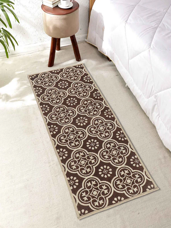 Ornamental Brown Cotton & Jute Anti-Skid Runner