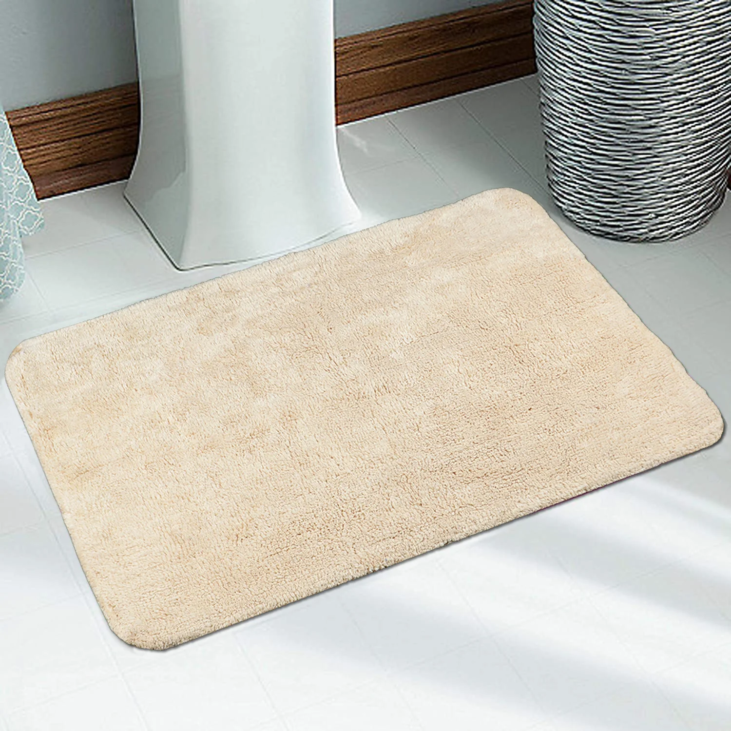 Cotton Anti-Skid Bathmat | Soft & Absorbent (60x100 cm, Light Grey) - Image 11