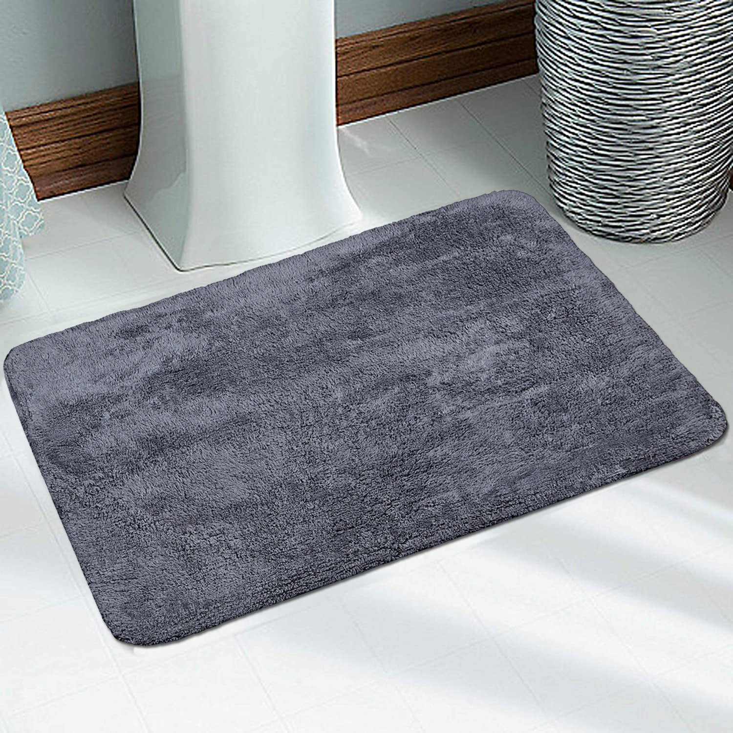 Cotton Anti-Skid Bathmat | Soft & Absorbent (60x100 cm, Light Grey) - Image 7