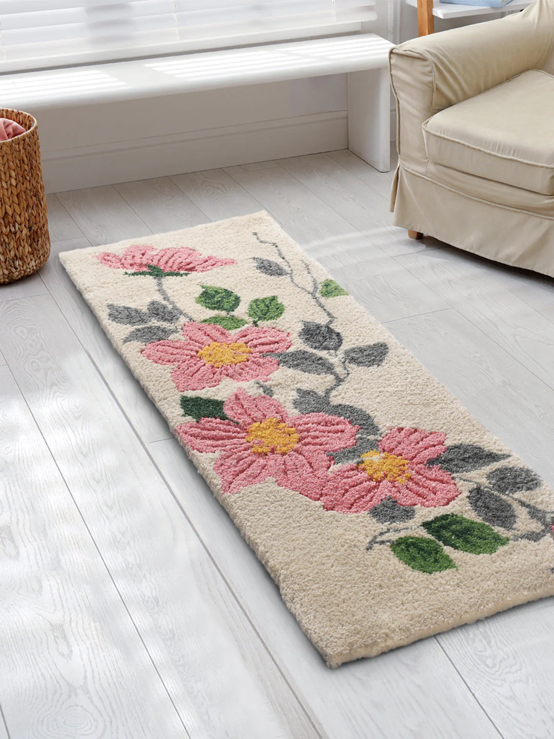 Hand Tufted Cotton Runner | Strong Antiskid Backing (45x120 cm)