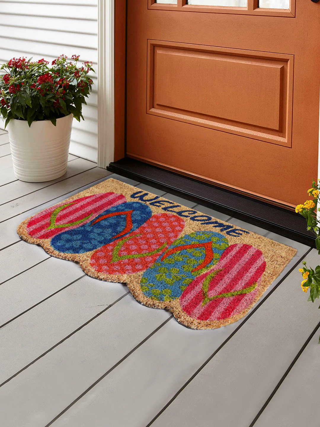 Coir Door Mat with Chappal Design – Quirky Design & Tough Cleaning Fiber