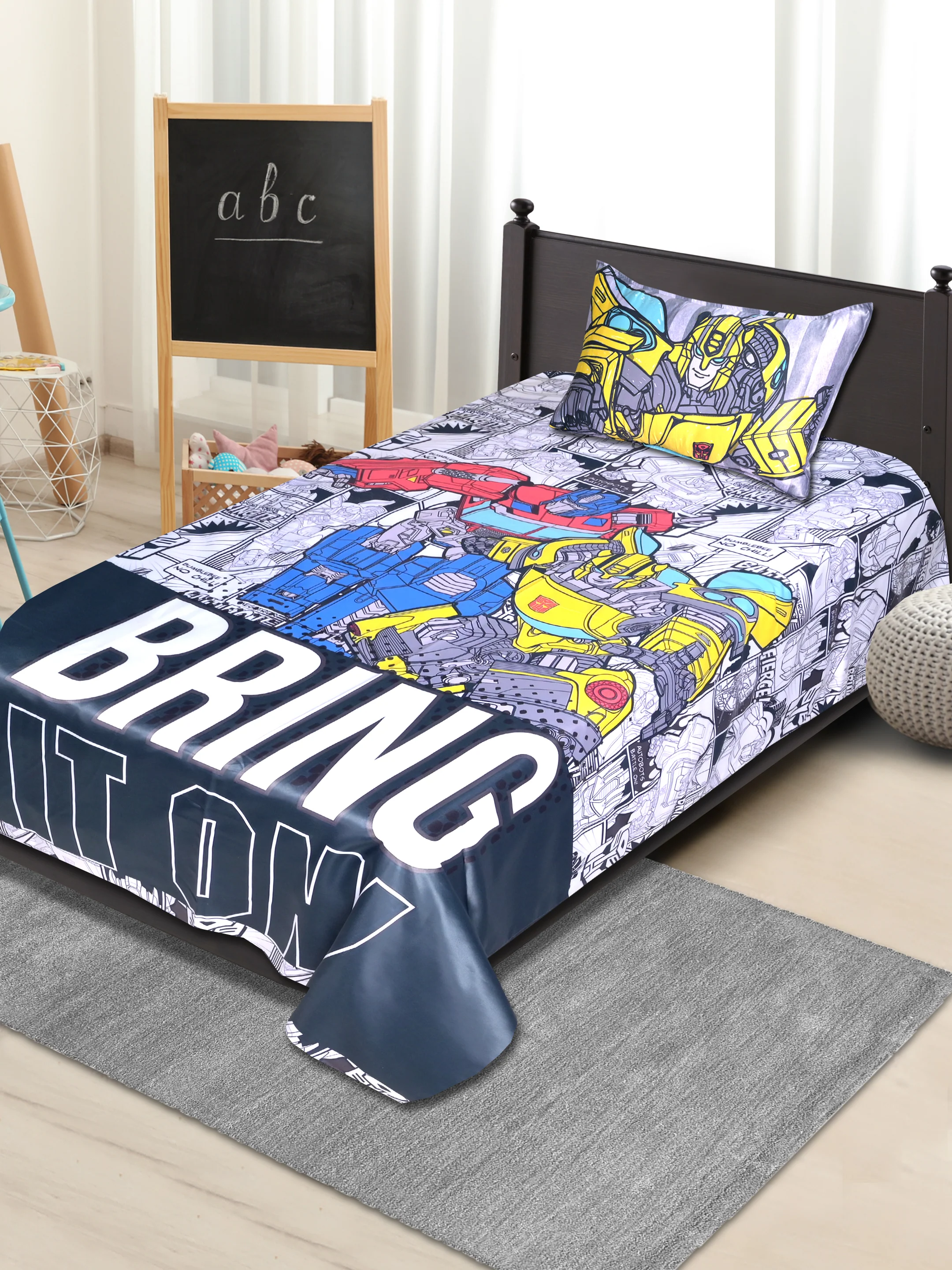 Transformer Queen Size Bed Sheet with 1 Pillow Cover – Premium Cotton Weave