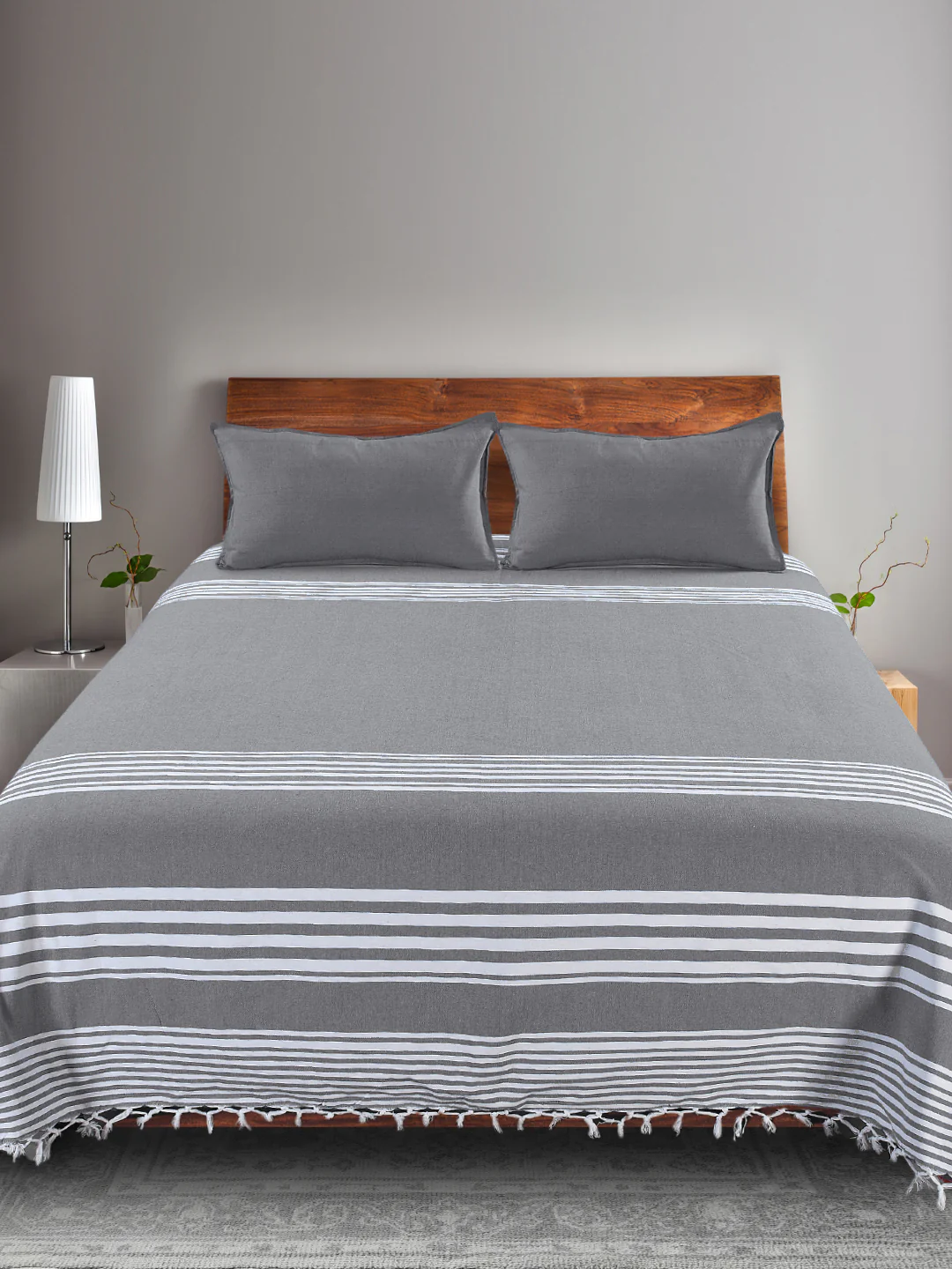 Uneven Stripe Handwoven Cotton Bed Cover Set – Organic Lines | Modern Charm - Image 11