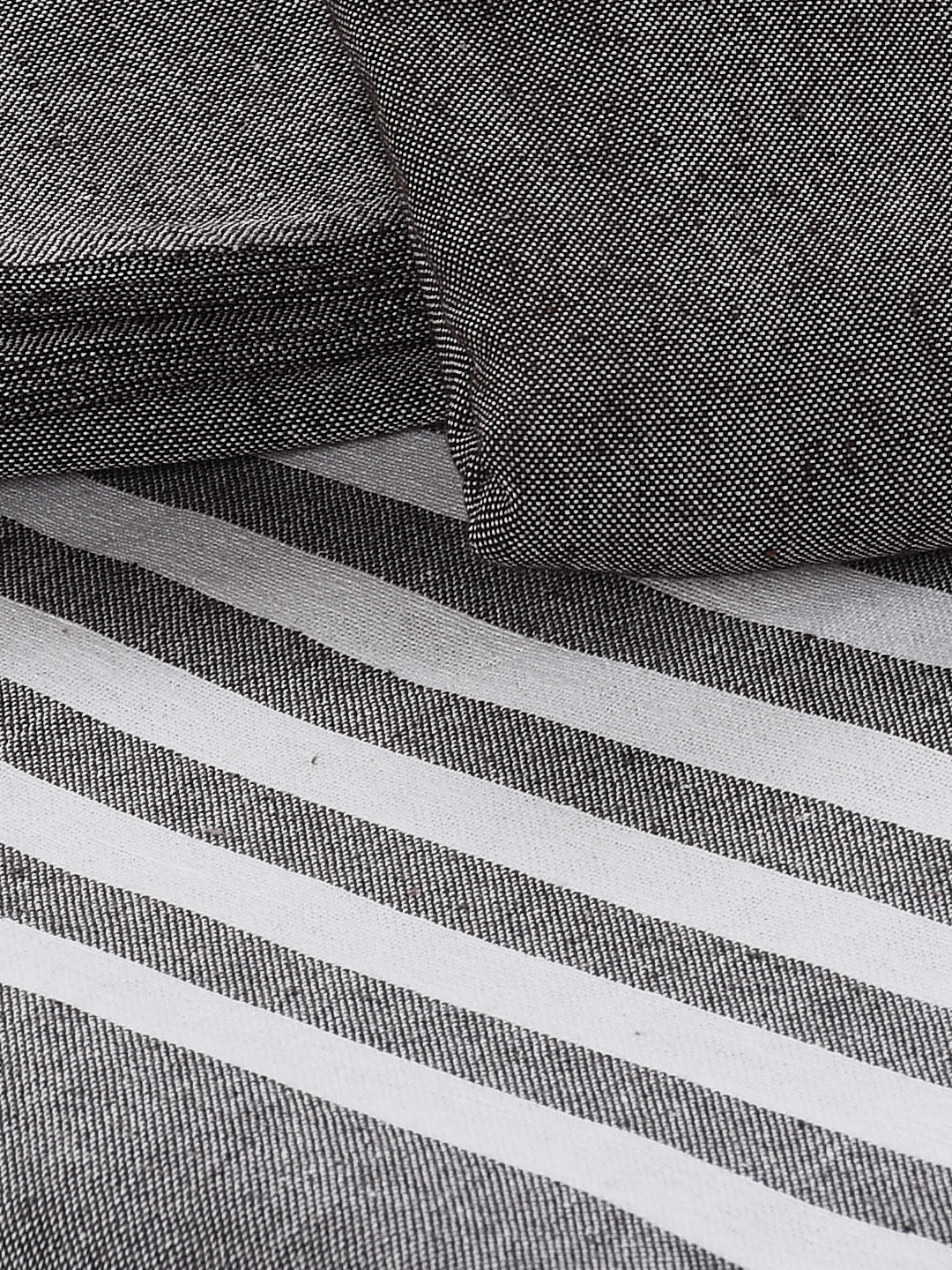 Uneven Stripe Handwoven Cotton Bed Cover Set – Organic Lines | Modern Charm - Image 5