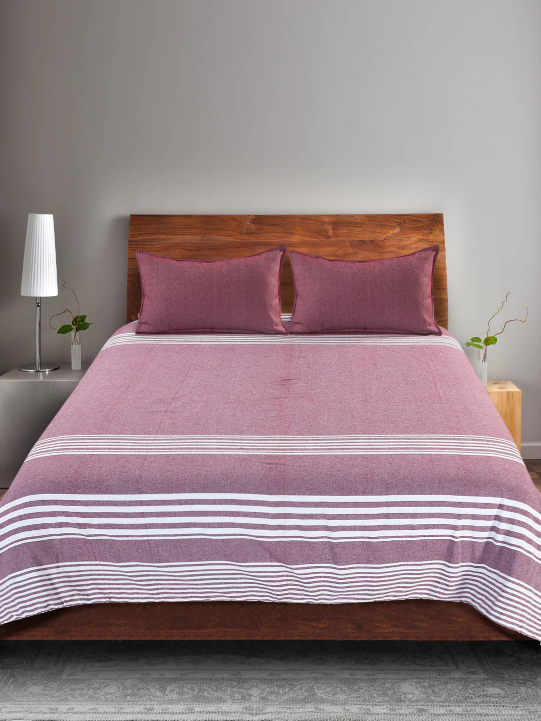 Uneven Stripe Handwoven Cotton Bed Cover Set – Organic Lines | Modern Charm - Image 6