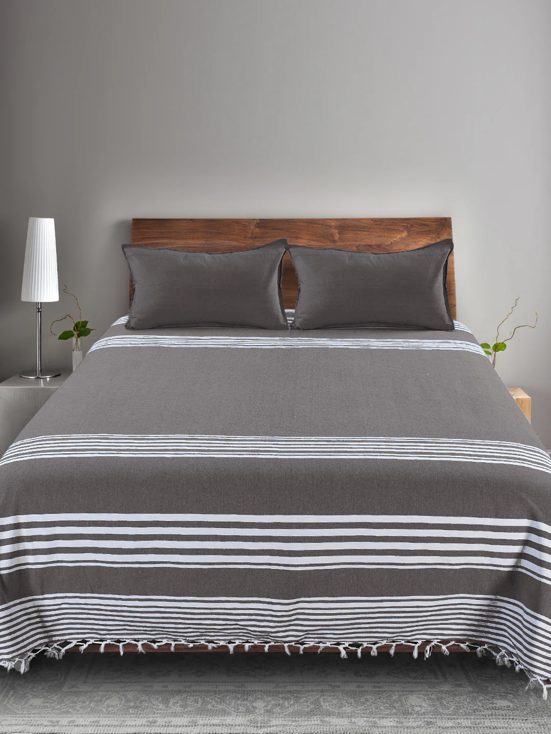 Uneven Stripe Handwoven Cotton Bed Cover Set – Organic Lines | Modern Charm - Image 7