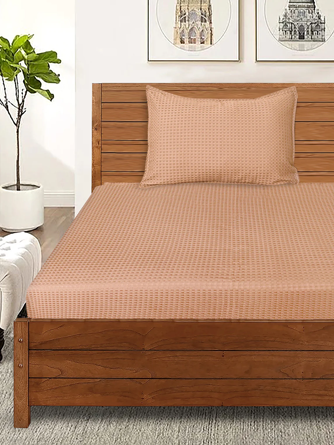 Waffle Weave Cotton Bed Cover with Pillow Covers - Image 10