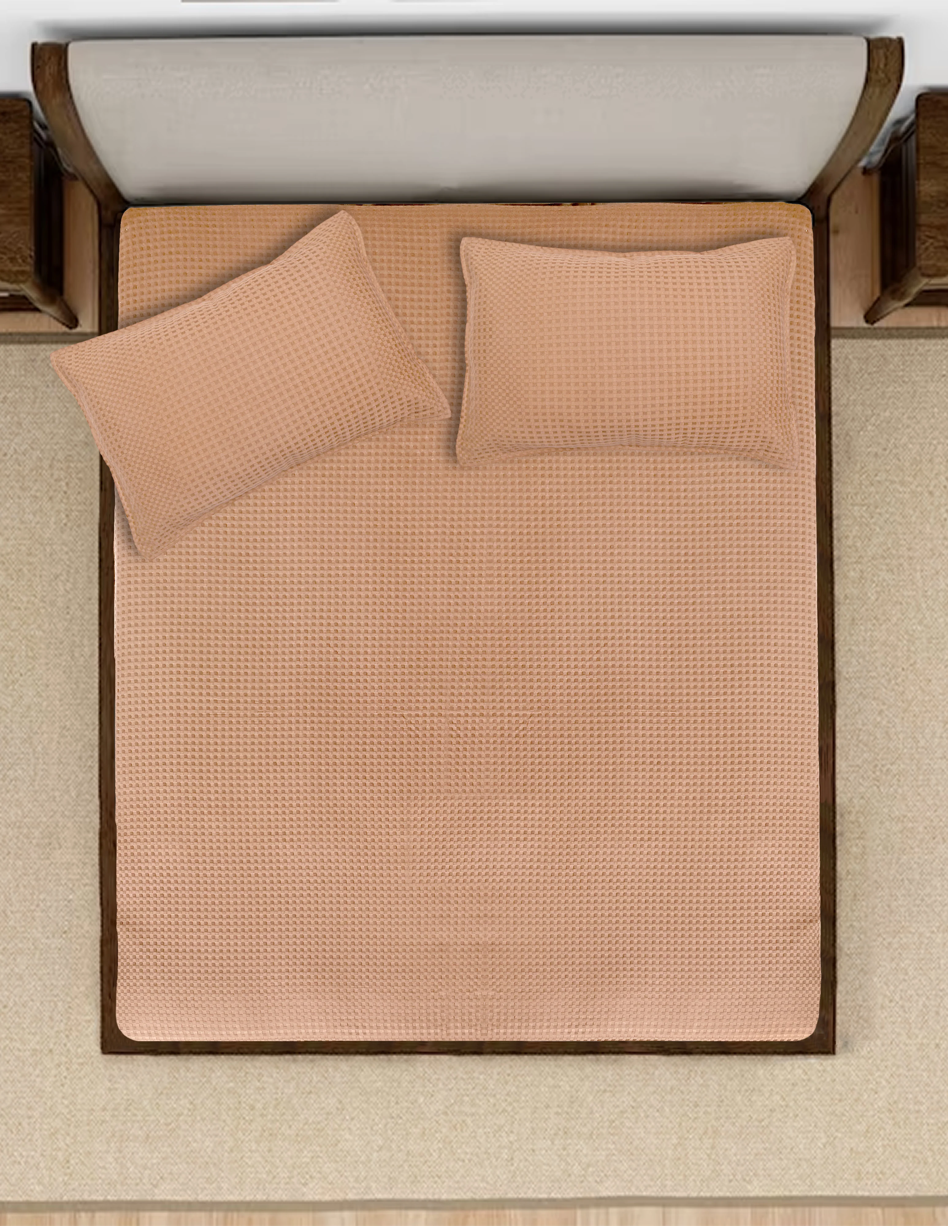 Waffle Weave Cotton Bed Cover with Pillow Covers - Image 13