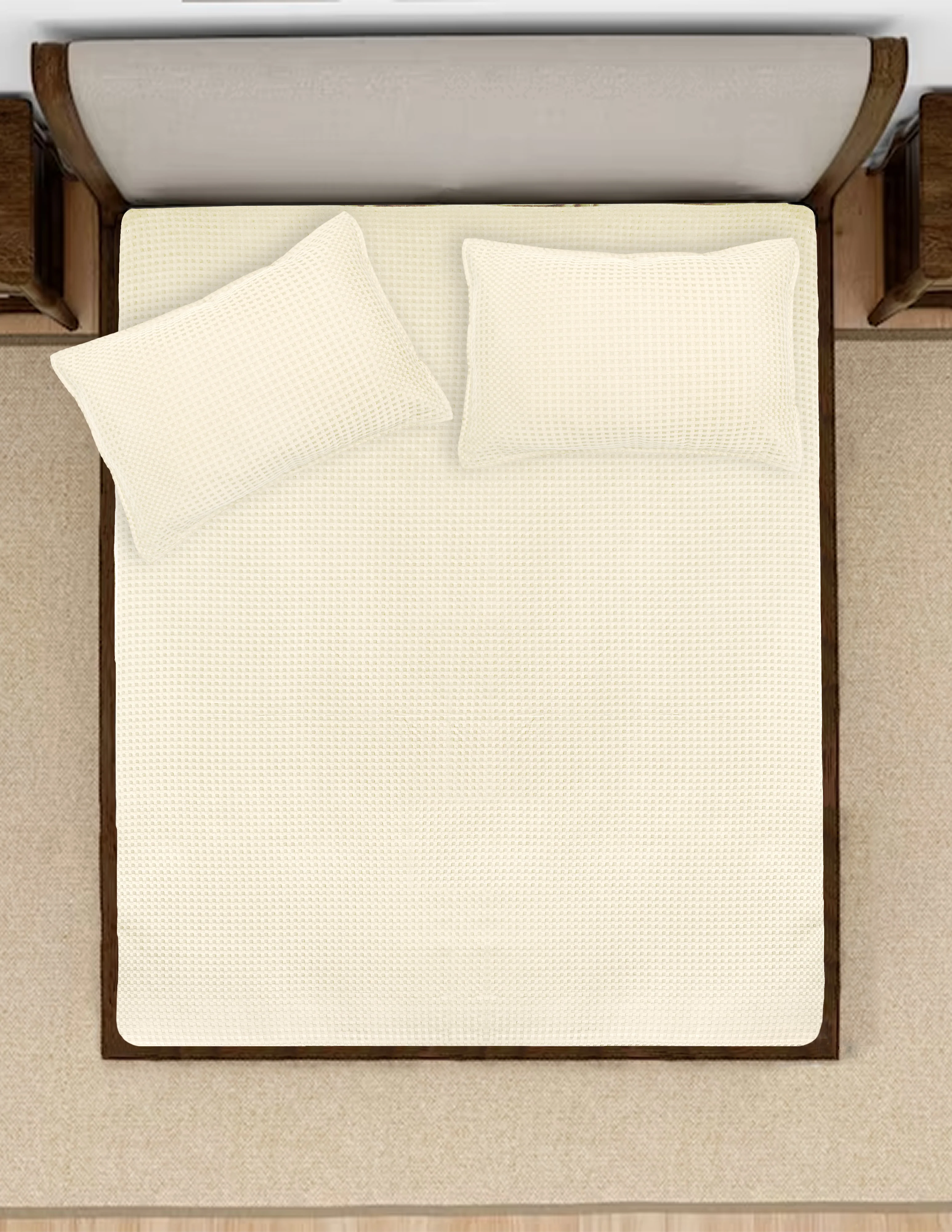 Waffle Weave Cotton Bed Cover with Pillow Covers - Image 37