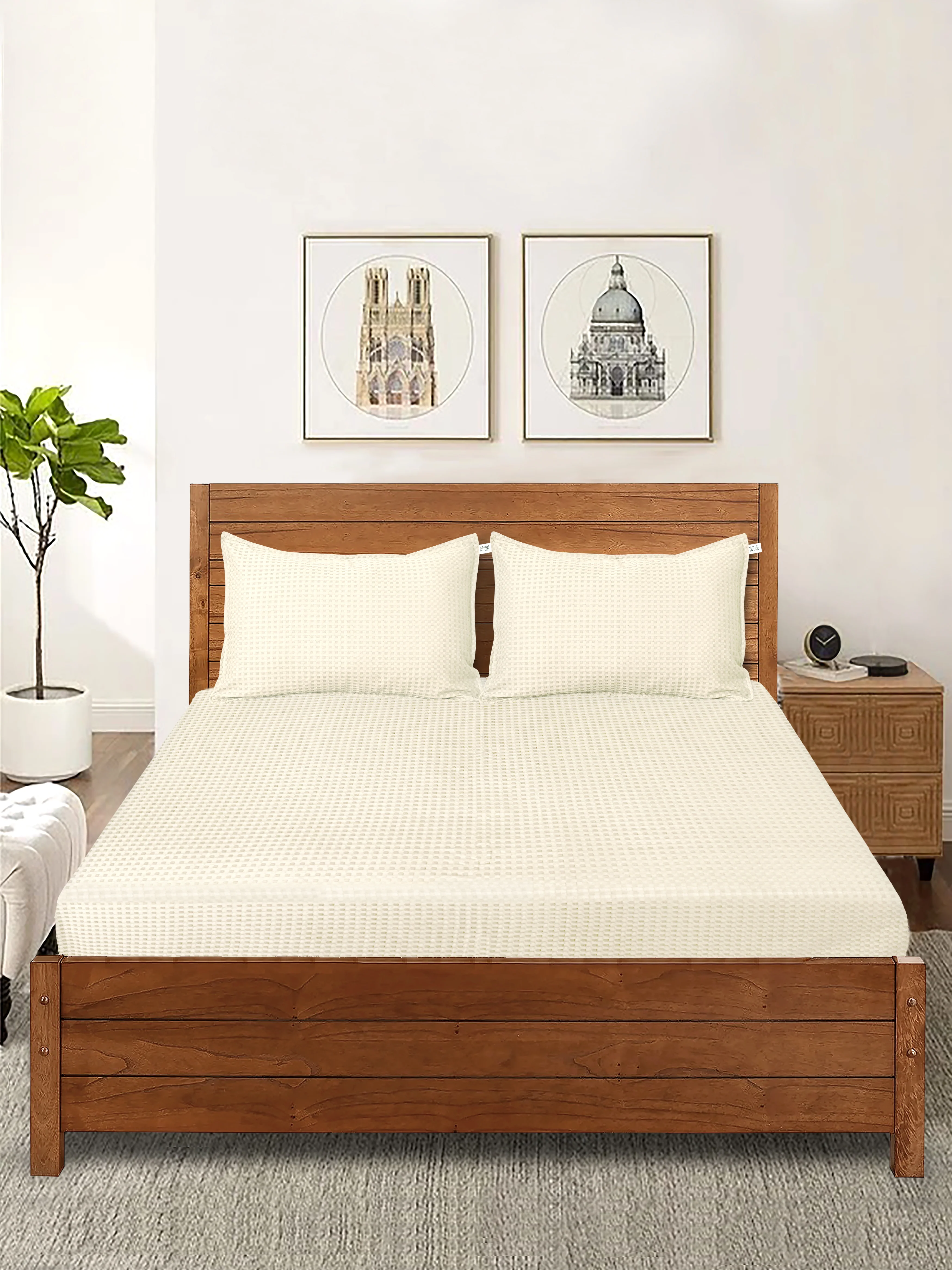 Waffle Weave Cotton Bed Cover with Pillow Covers - Image 39
