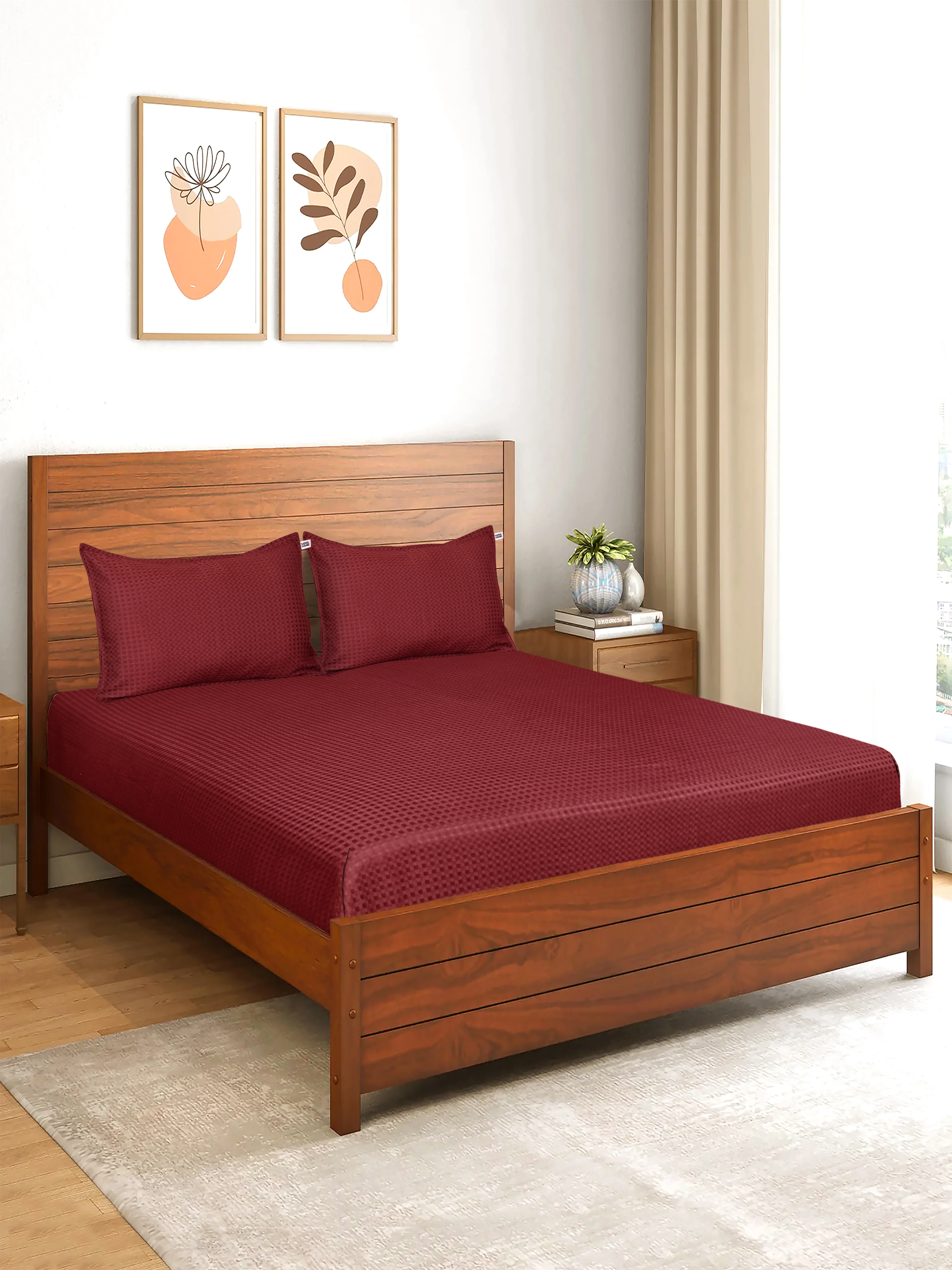 Waffle Weave Cotton Bed Cover with Pillow Covers - Image 19