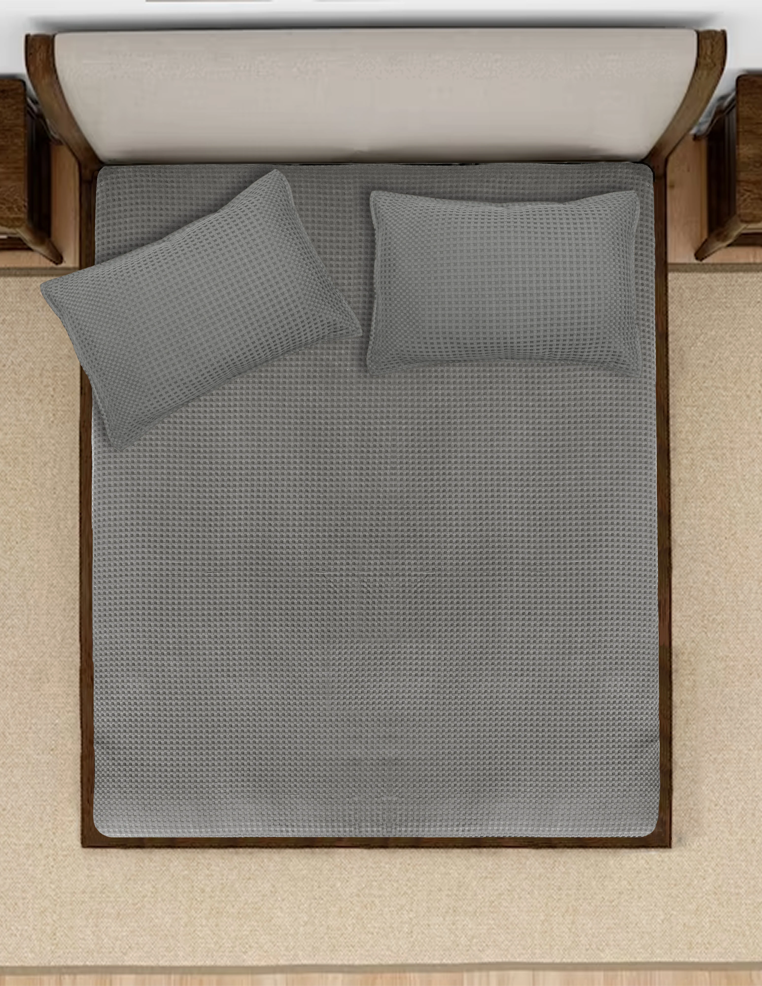 Waffle Weave Cotton Bed Cover with Pillow Covers - Image 29