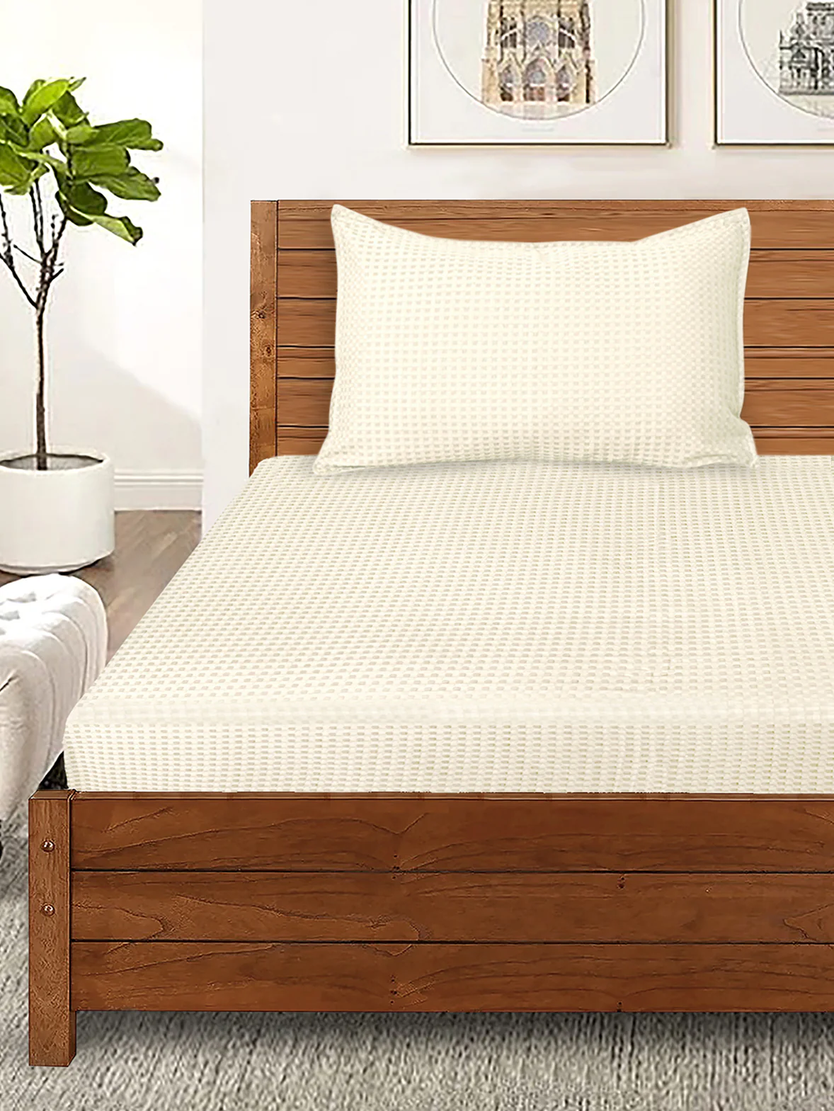 Waffle Weave Cotton Bed Cover with Pillow Covers - Image 34