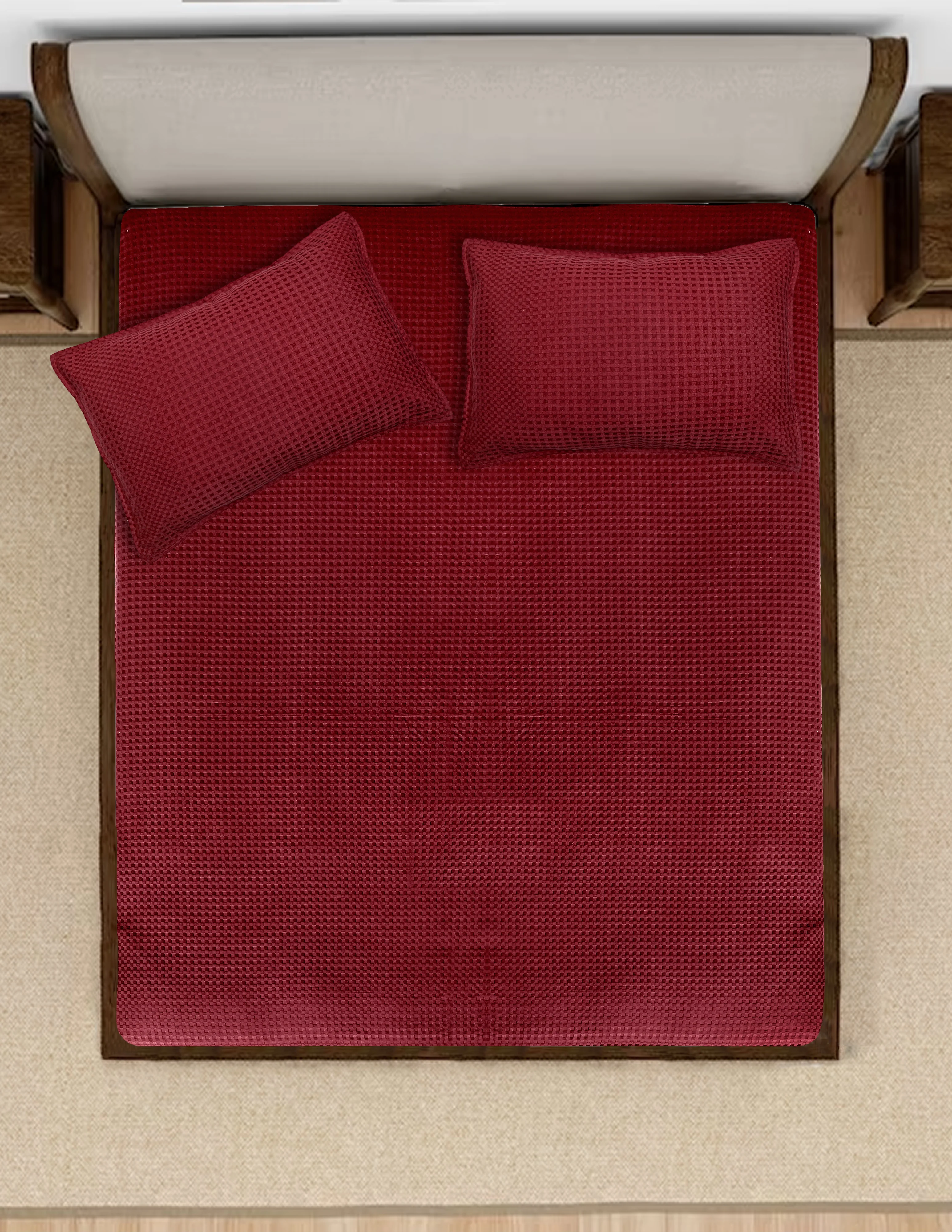 Waffle Cotton King Bed Cover Set with 2 Pillow Covers – Textured Weave Finish - Image 15