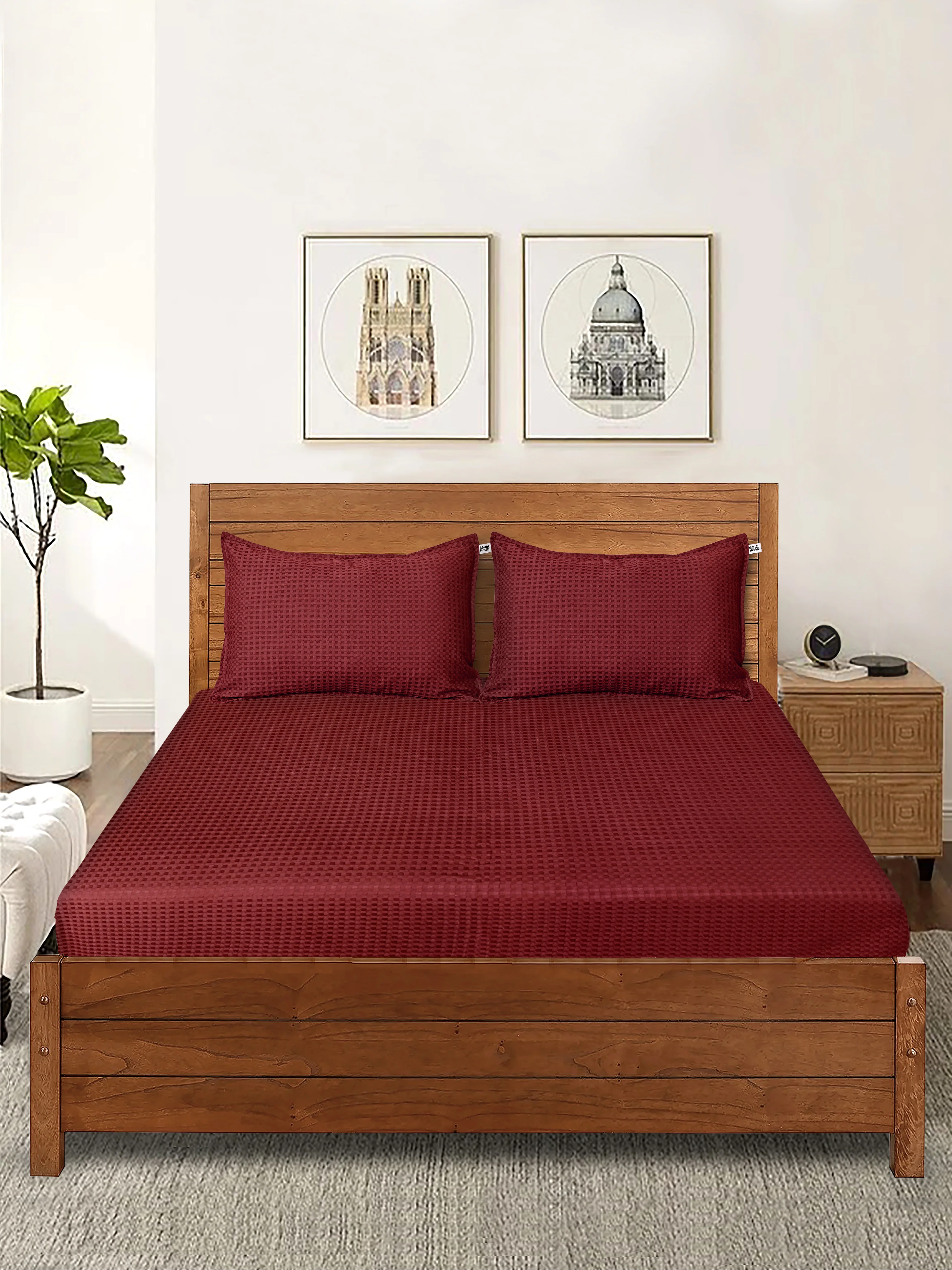 Waffle Cotton King Bed Cover Set with 2 Pillow Covers – Textured Weave Finish - Image 17