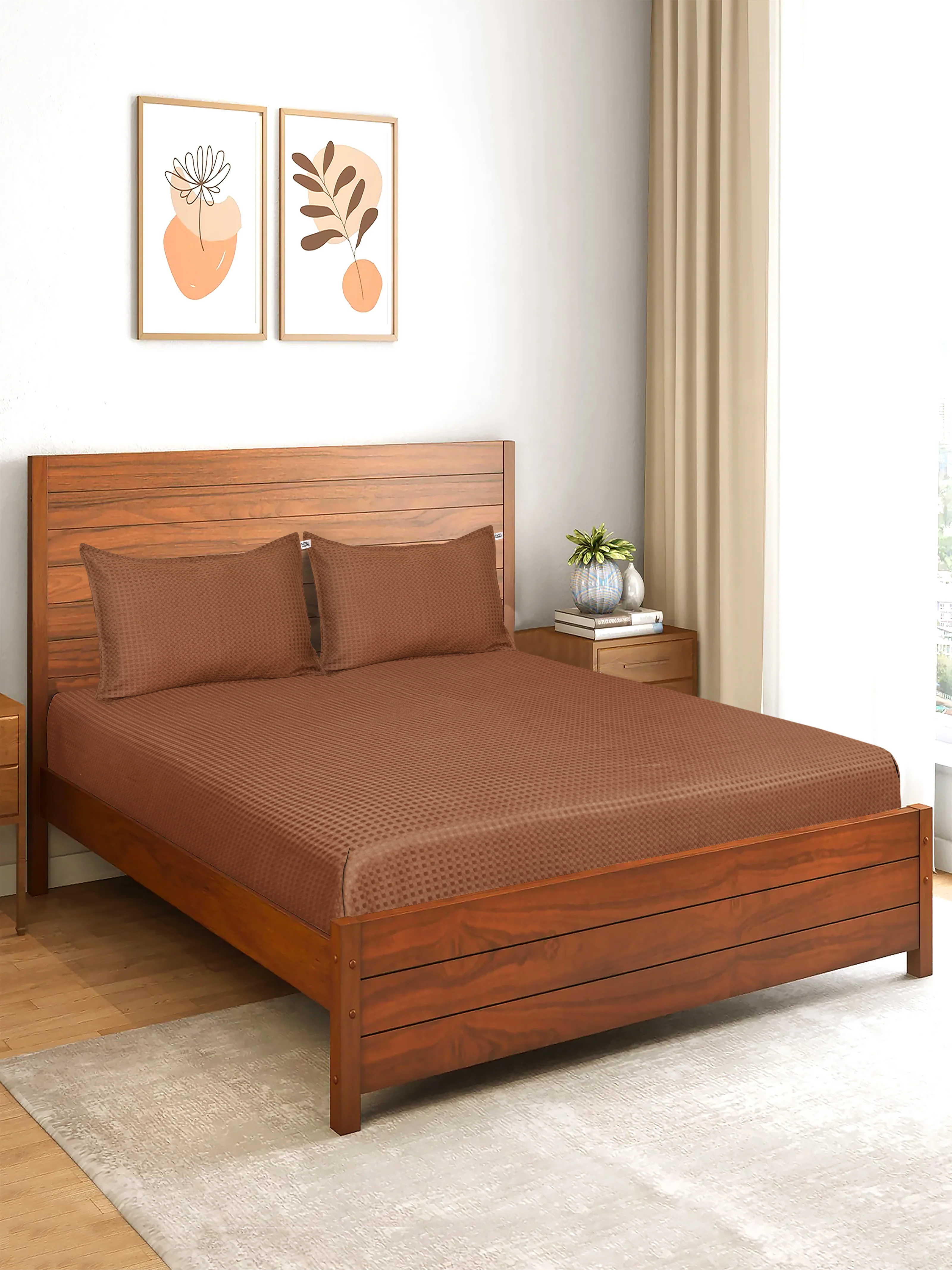 Waffle Cotton King Bed Cover Set with 2 Pillow Covers – Textured Weave Finish - Image 19