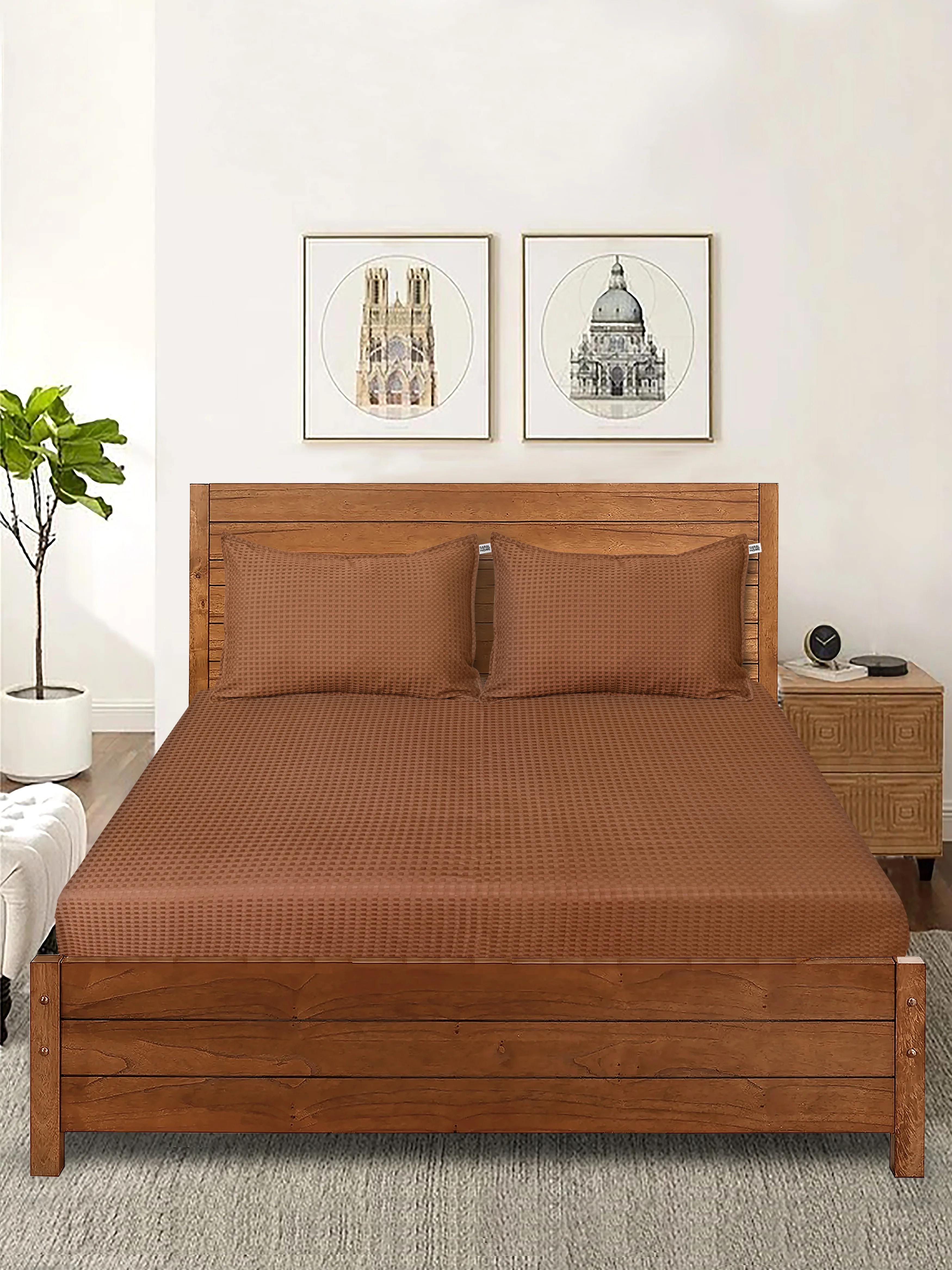 Waffle Cotton King Bed Cover Set with 2 Pillow Covers – Textured Weave Finish - Image 22