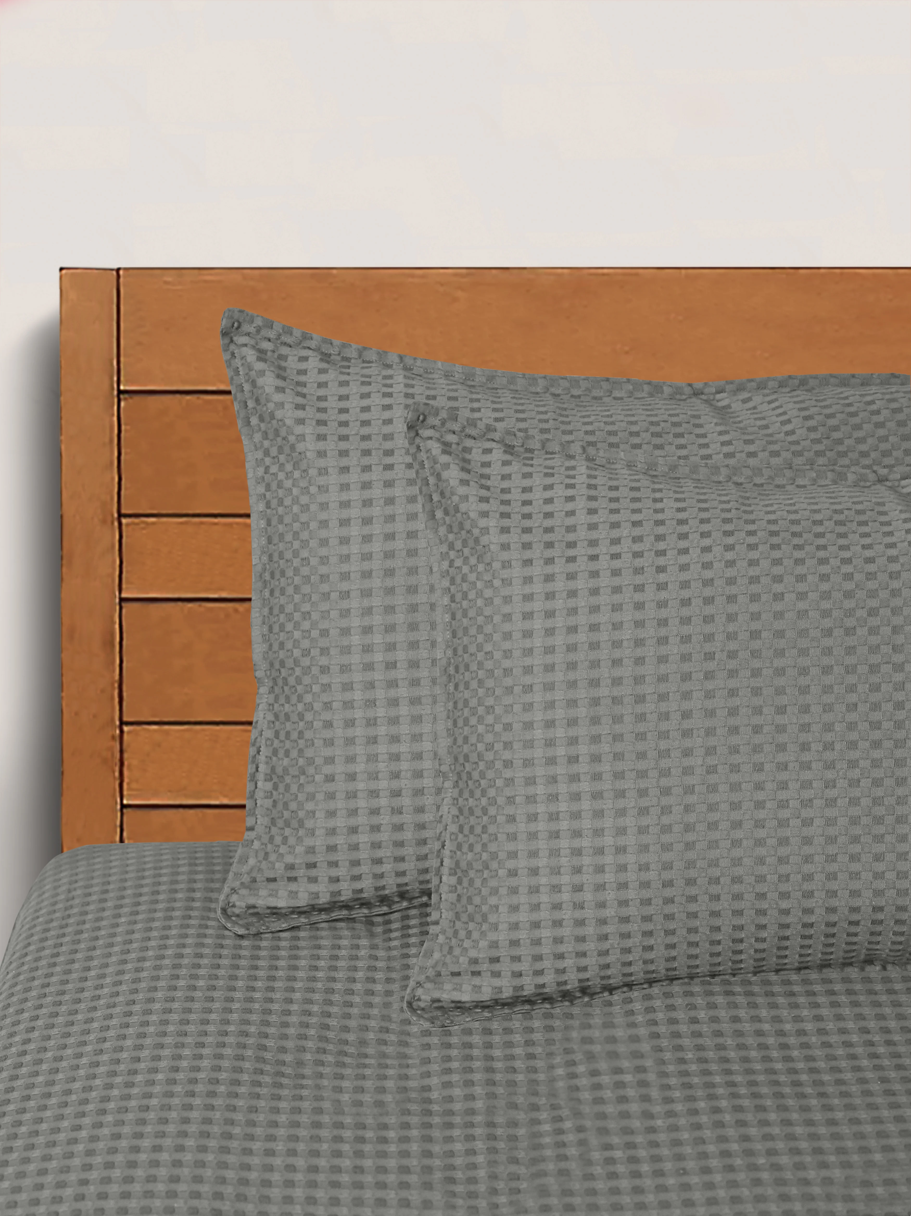 Waffle Cotton King Bed Cover Set with 2 Pillow Covers – Textured Weave Finish - Image 29