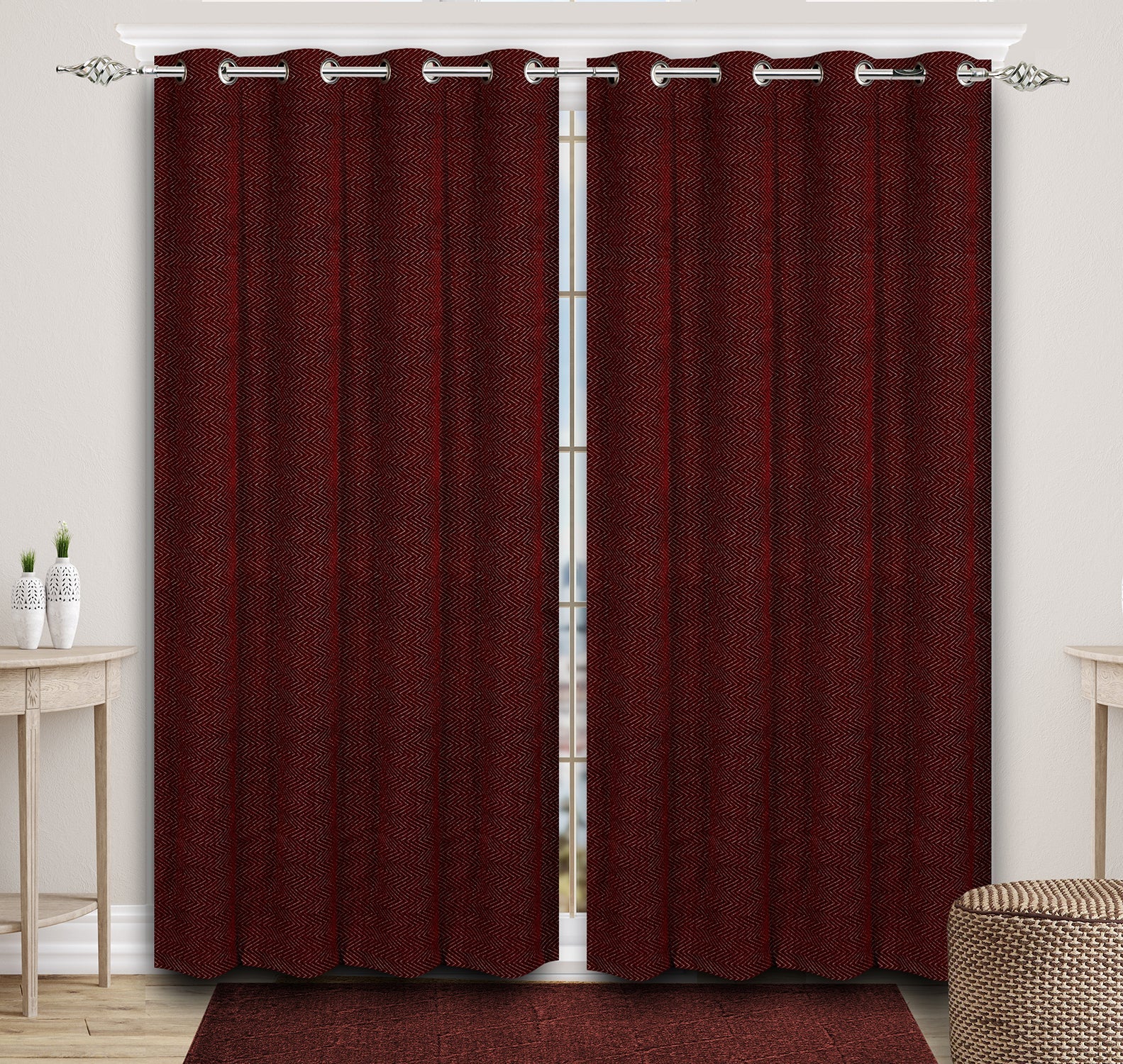 Zig Zag Damask Chenille Jacquard Curtains | Textured Luxury for Living Room - Image 15
