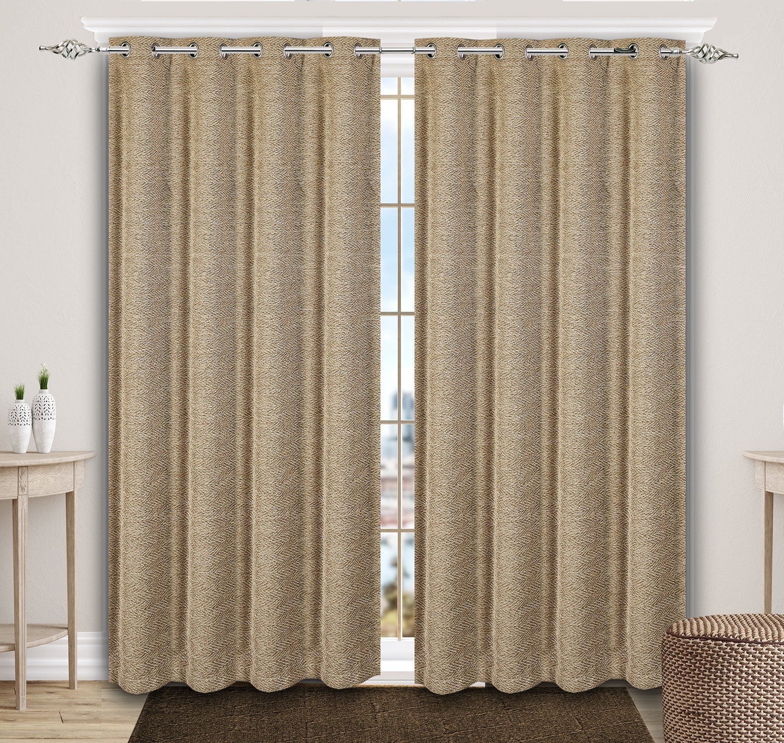Zig Zag Damask Chenille Jacquard Curtains | Textured Luxury for Living Room - Image 6